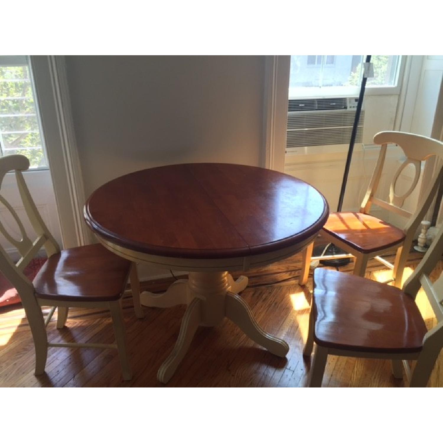 Cherry Wood Expandable Dining Table w/ 4 Chairs - image-1