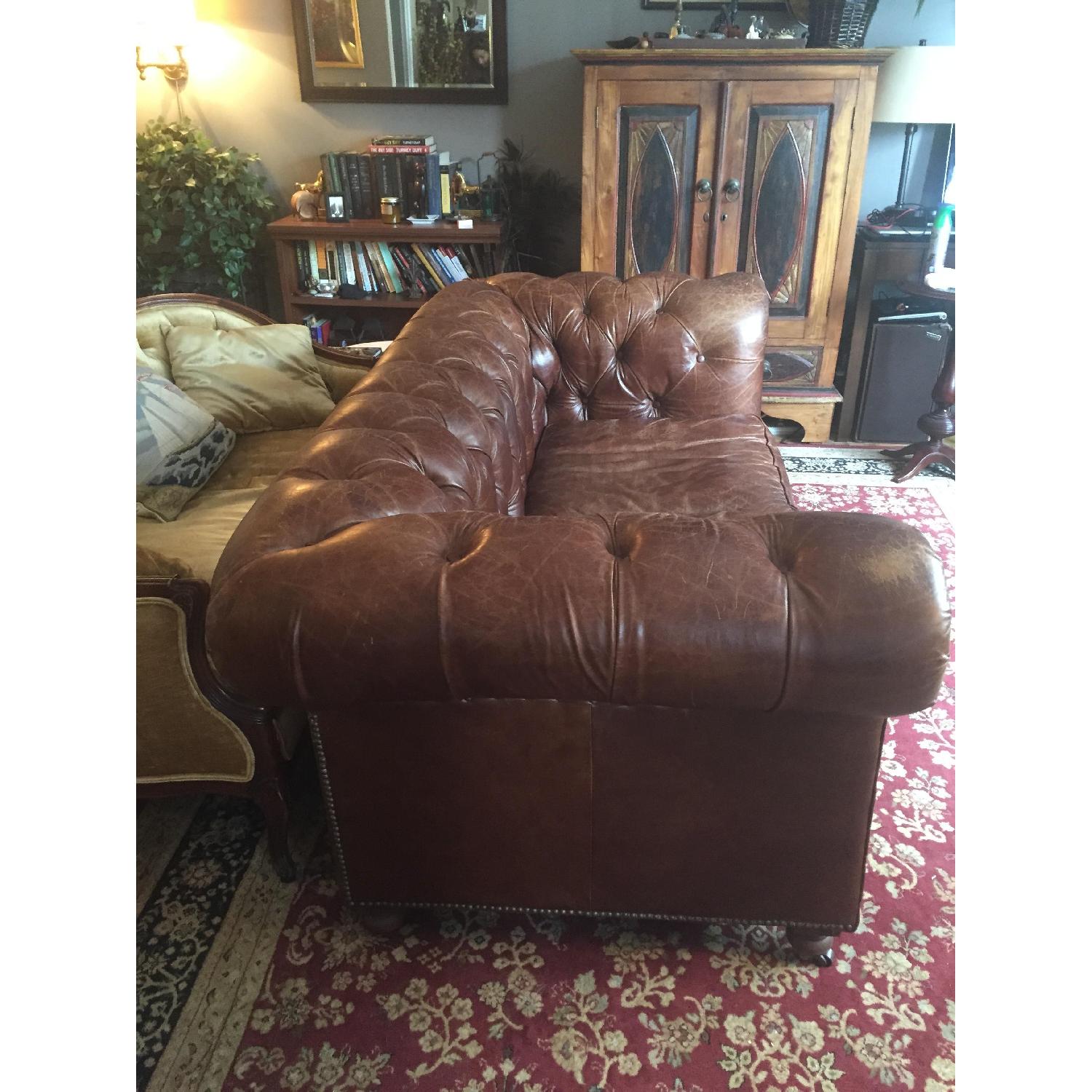 Restoration Hardware Kensington Leather Chesterfield Sofa - image-2