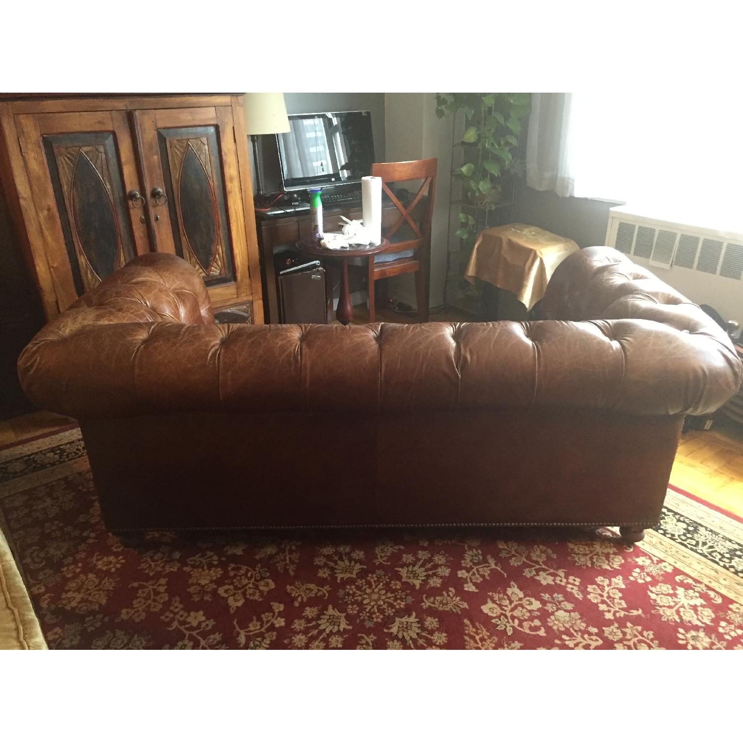 Restoration Hardware Kensington Leather Chesterfield Sofa - image-3