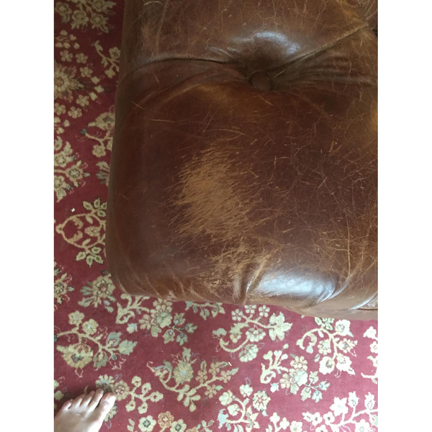 Restoration Hardware Kensington Leather Chesterfield Sofa - image-6