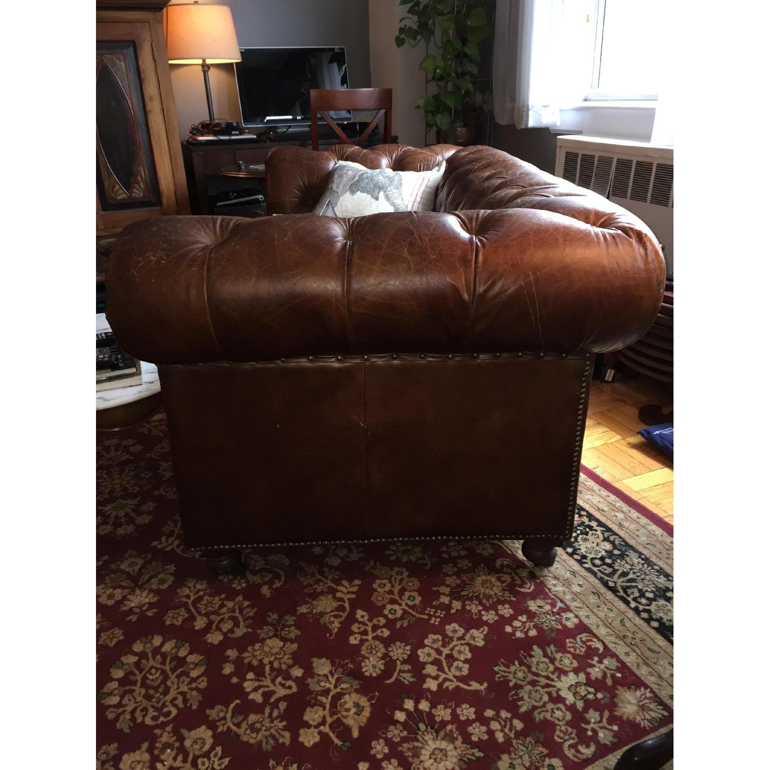 Restoration Hardware Kensington Leather Chesterfield Sofa - image-7