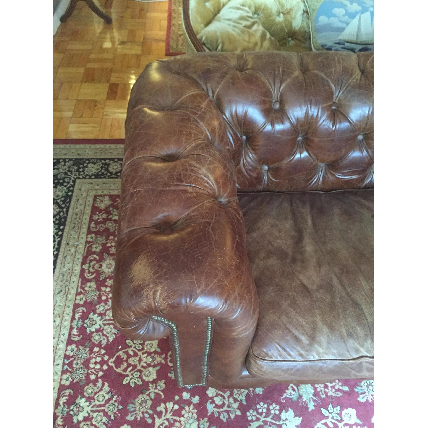 Restoration Hardware Kensington Leather Chesterfield Sofa - image-10