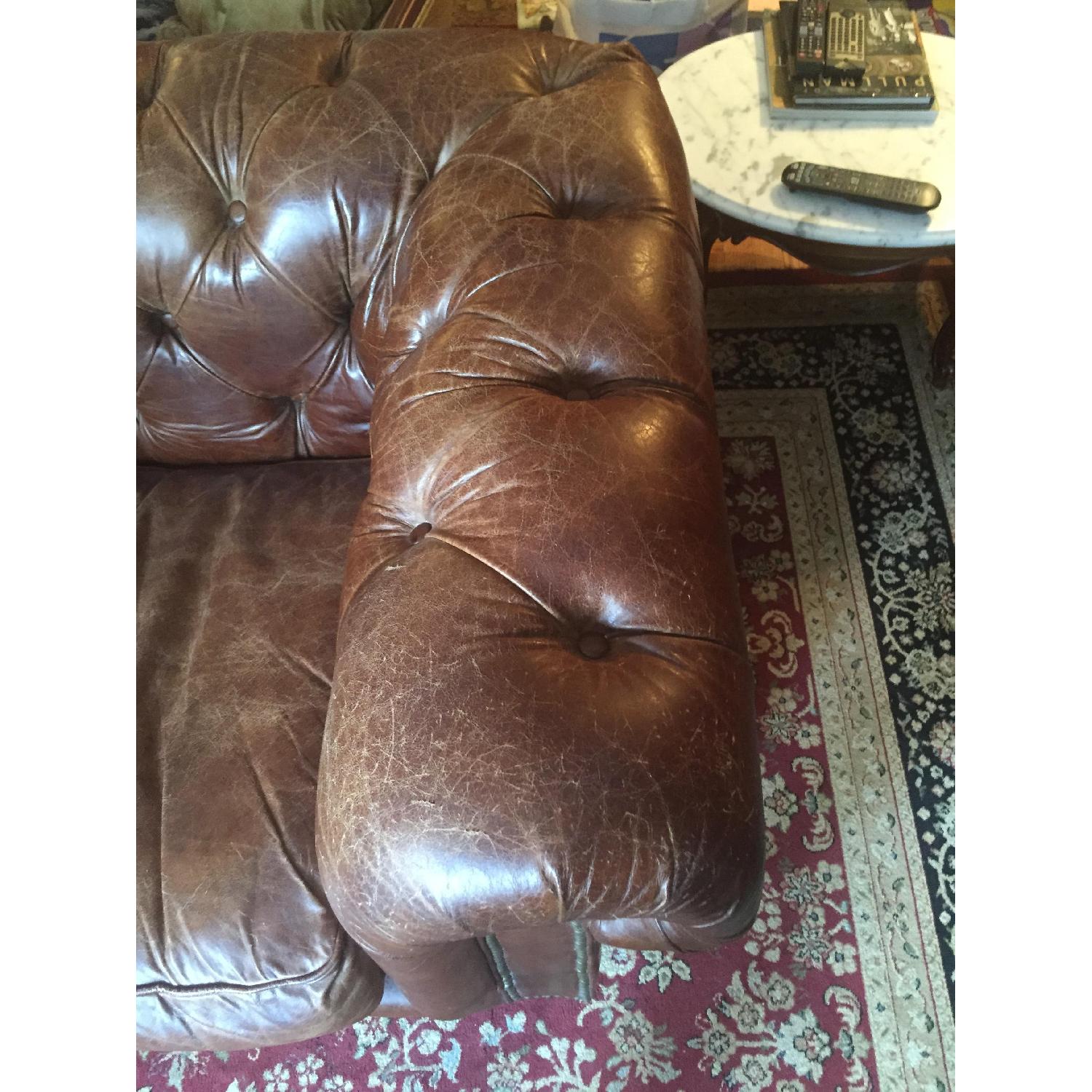 Restoration Hardware Kensington Leather Chesterfield Sofa - image-11