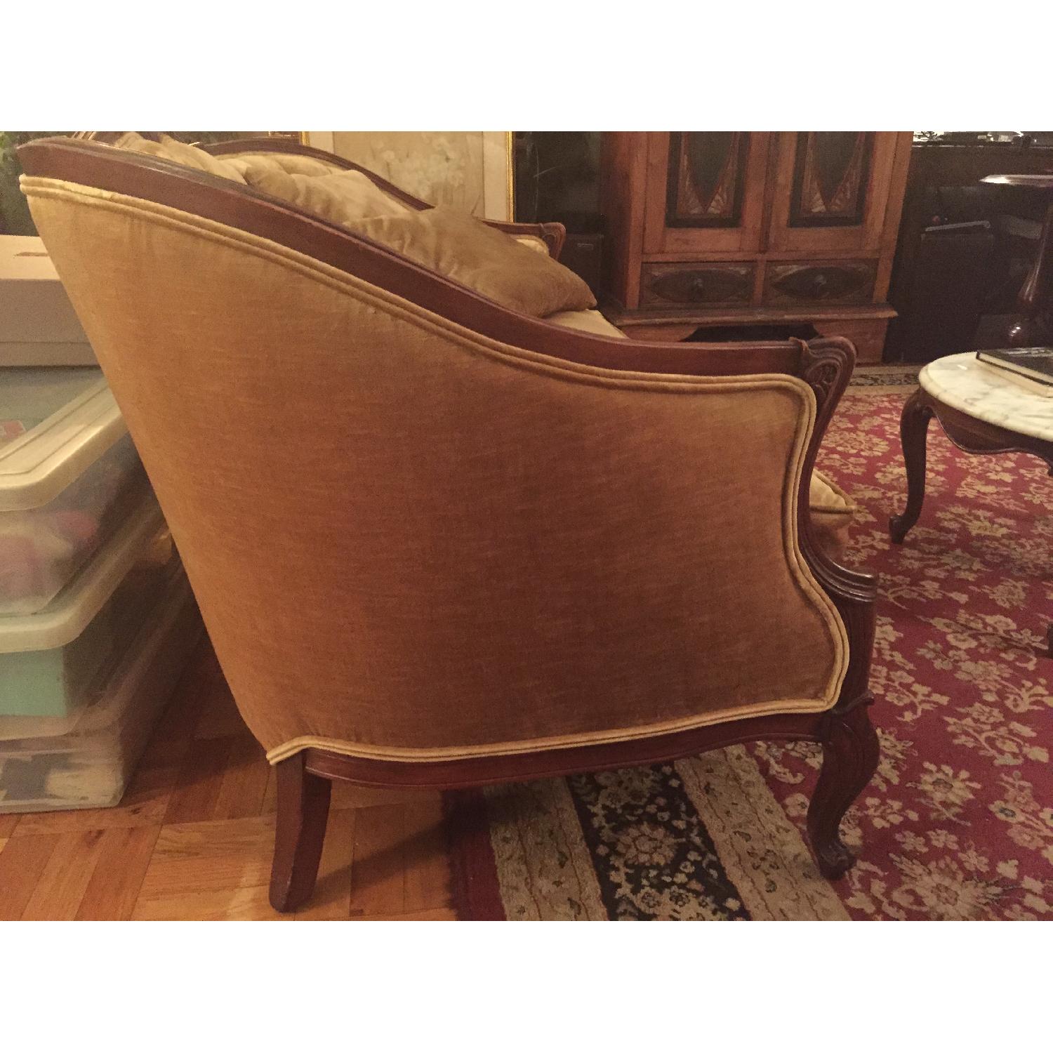 Queen Anne Loveseat Sofa - Antique Gold Velvet - image-2