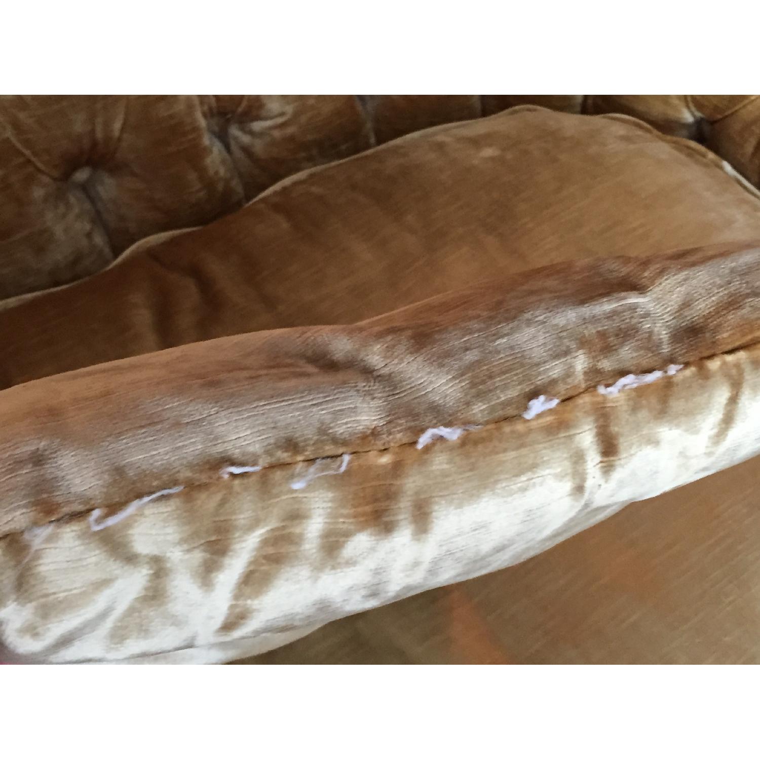 Queen Anne Loveseat Sofa - Antique Gold Velvet - image-7