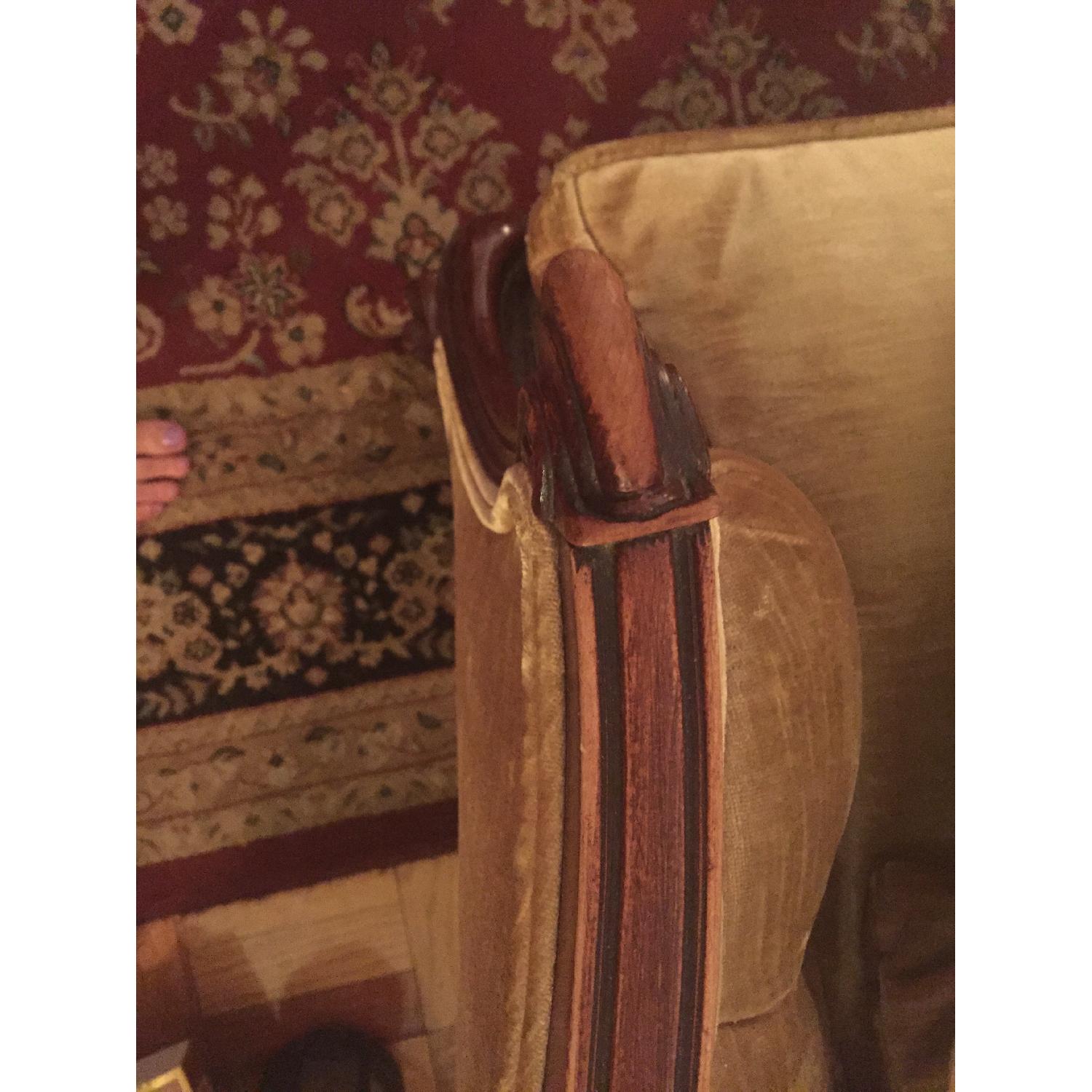 Queen Anne Loveseat Sofa - Antique Gold Velvet - image-8