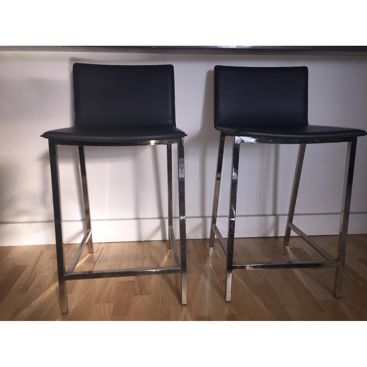 CB2 Phoenix Carbon Bar Stools - Pair - AptDeco