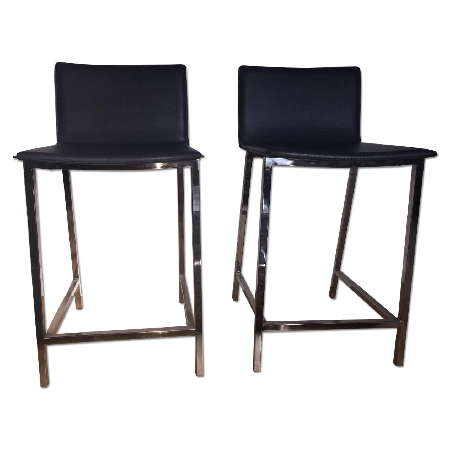 CB2 Phoenix Carbon Bar Stools - Pair - AptDeco