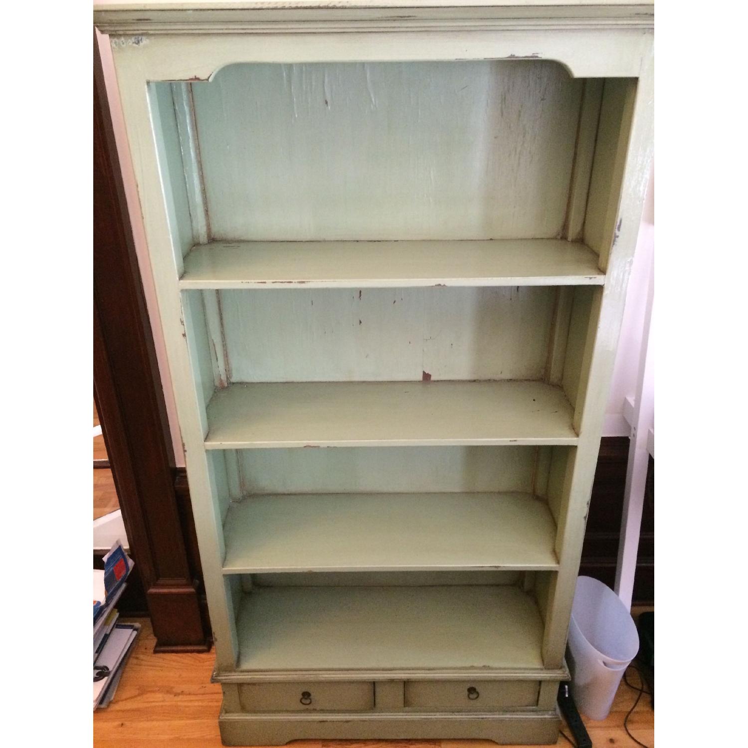 Vintage Light Green Wooden Bookcase - image-1