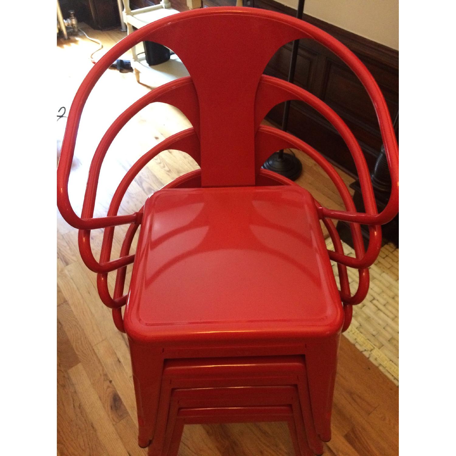 Vintage Tabouret Red Stacking Chairs - image-3