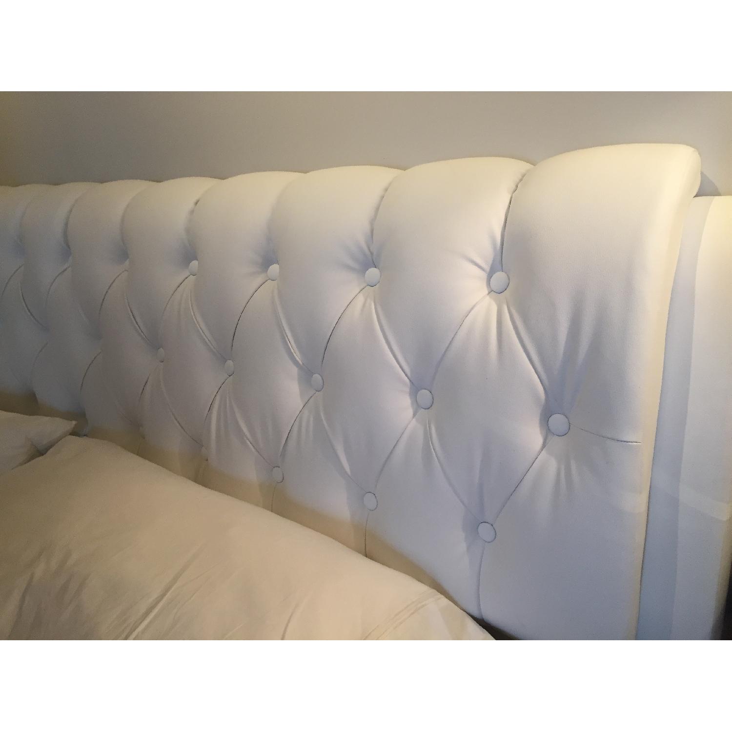 King Size Tufted White Faux Leather Bed Frame - image-3