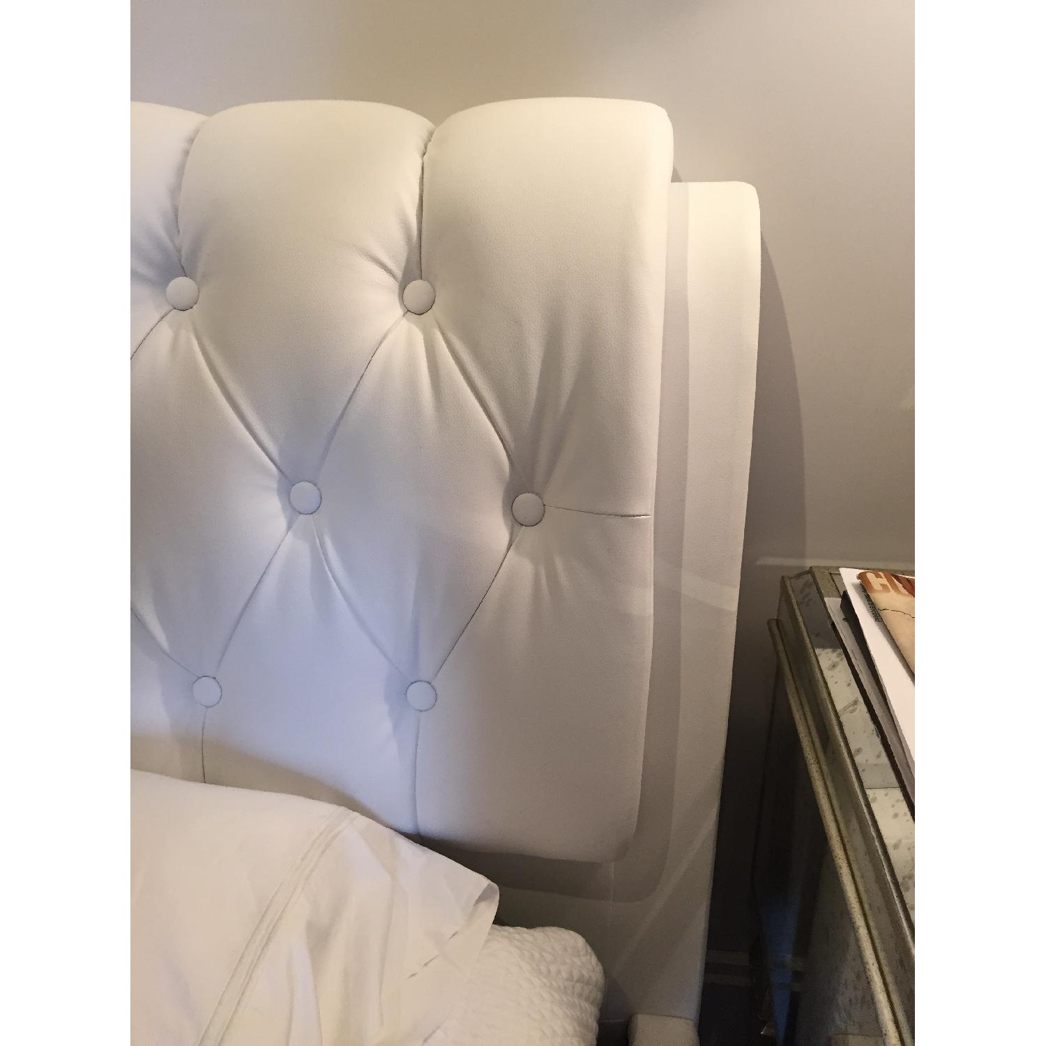 King Size Tufted White Faux Leather Bed Frame - image-4