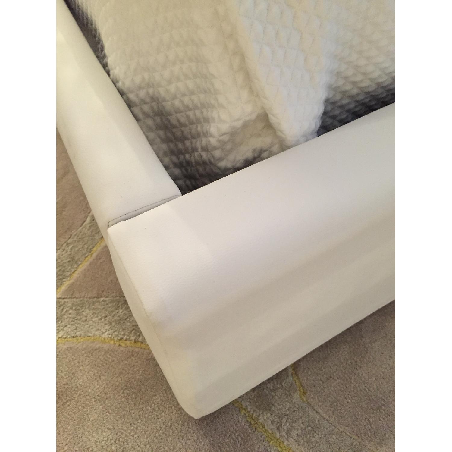 King Size Tufted White Faux Leather Bed Frame - image-8
