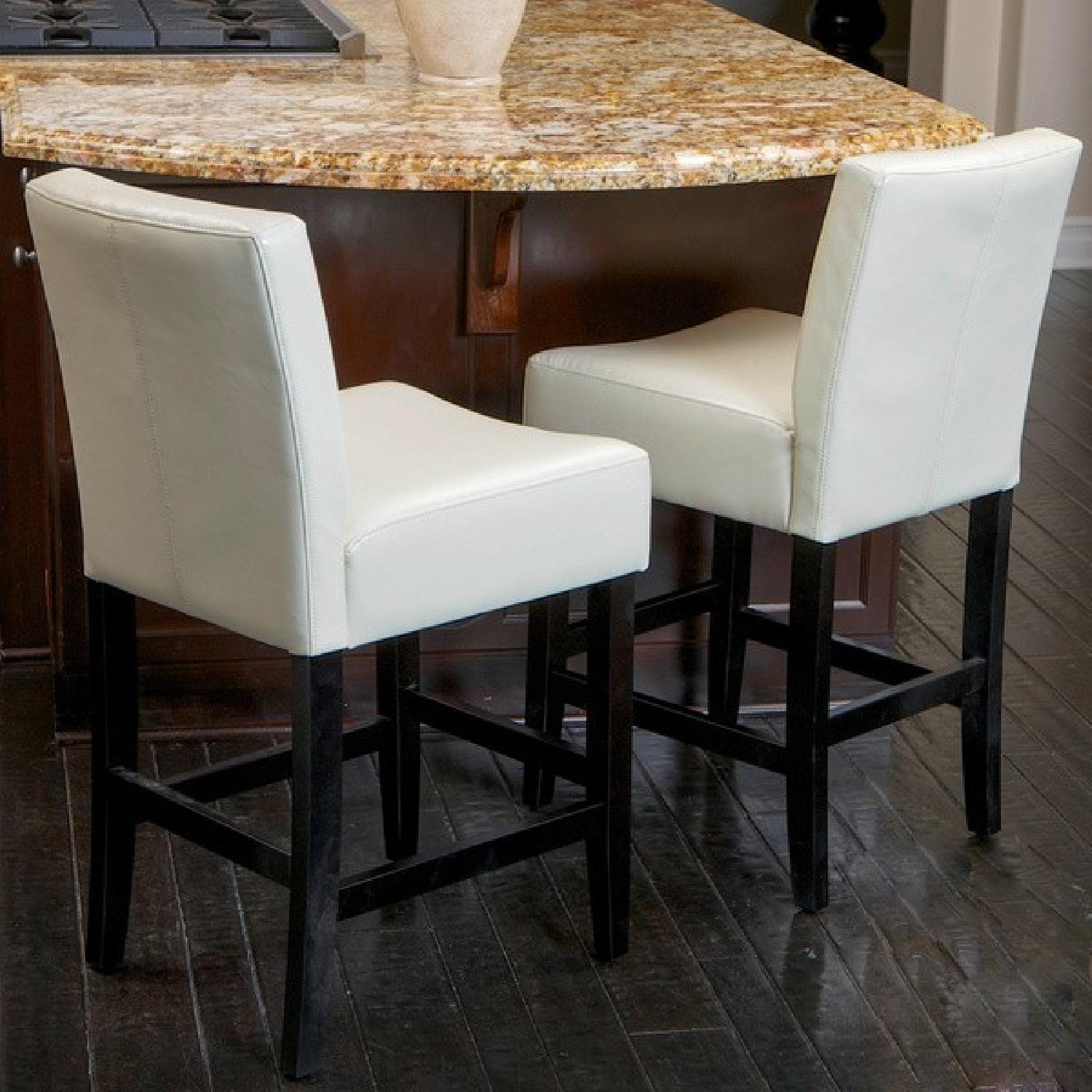Christopher Knight Ivory Leather Bar/Counter Stools - Set of 2 - image-3