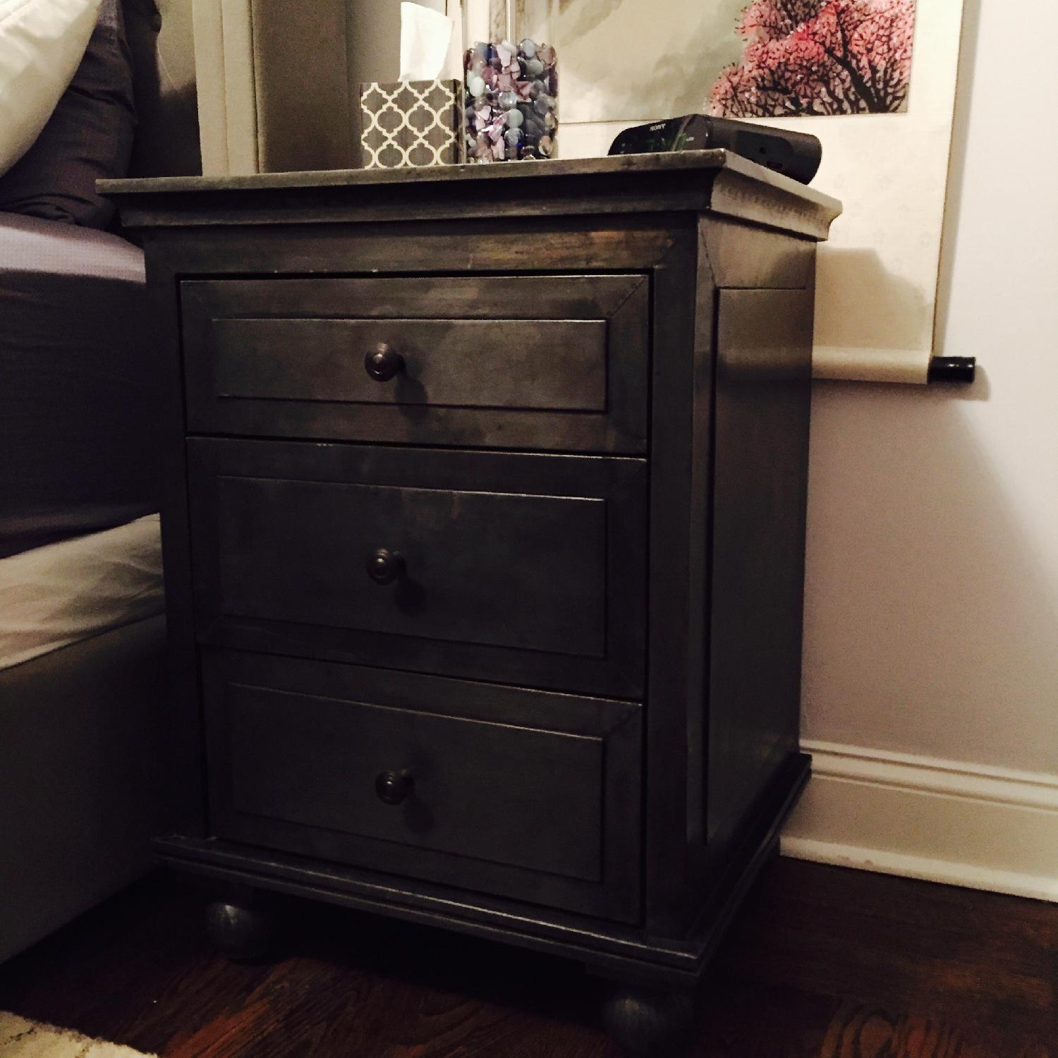 Restoration Hardware Zinc Closed Nightstands - Pair - image-2