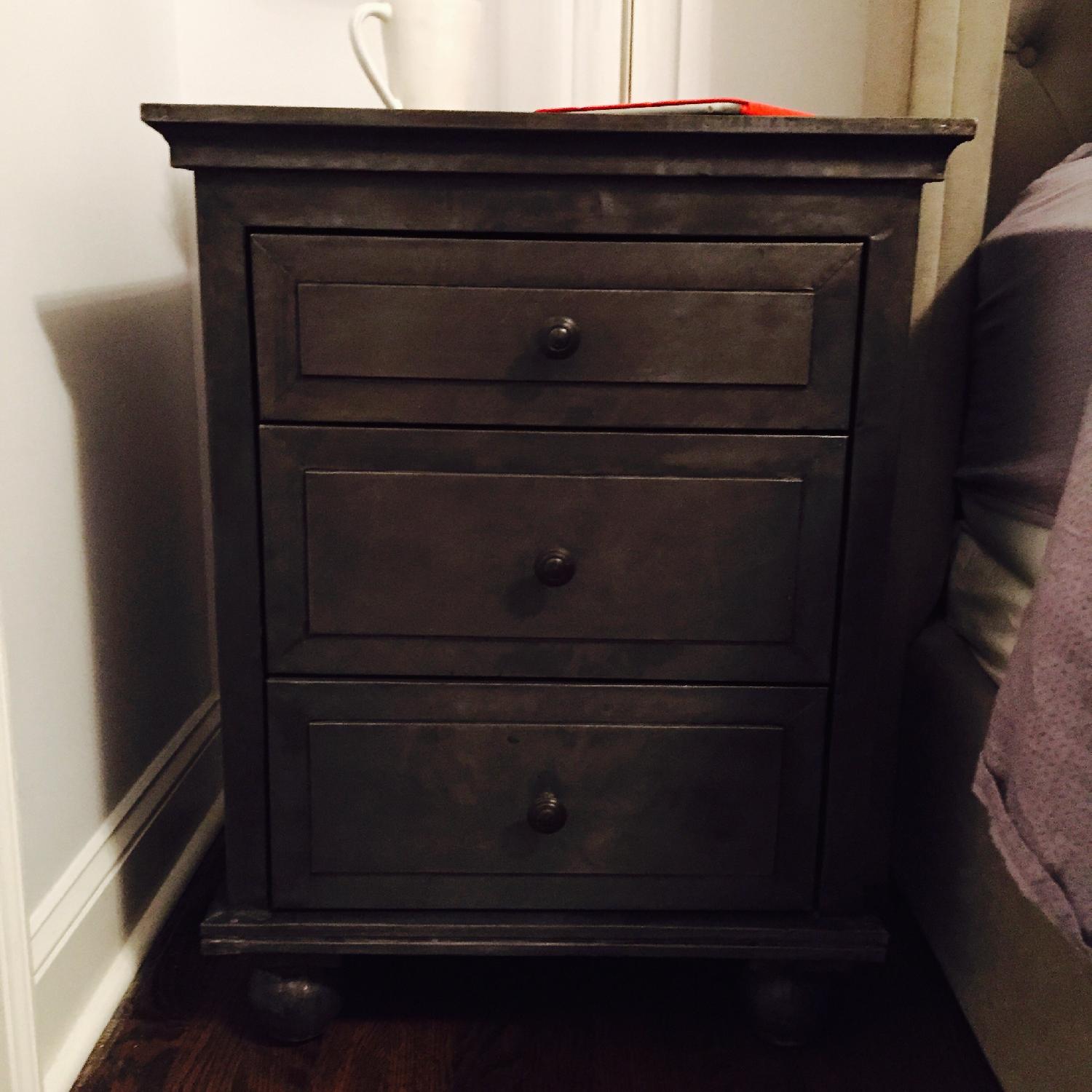 Restoration Hardware Zinc Closed Nightstands - Pair - image-4
