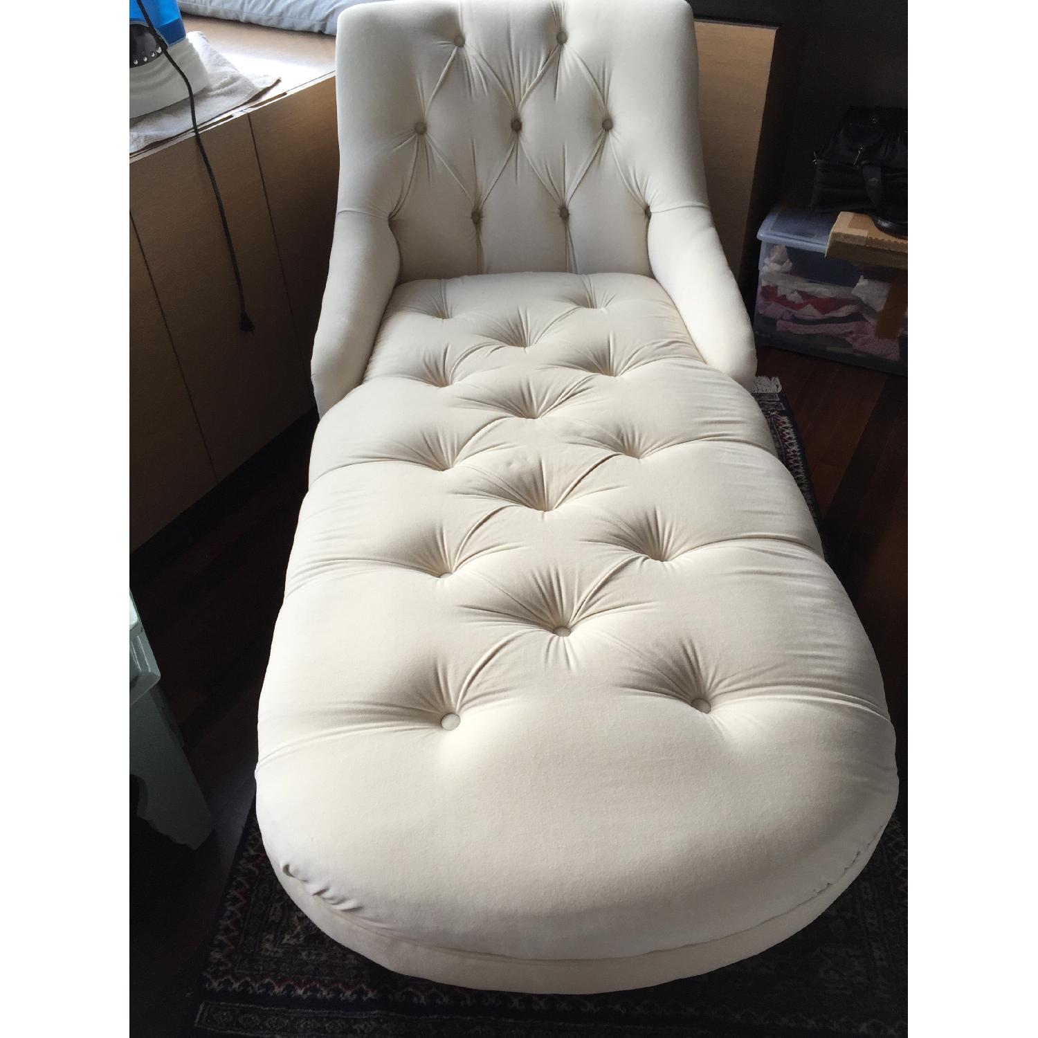 Horchow Ivory Tufted Chaise - image-1
