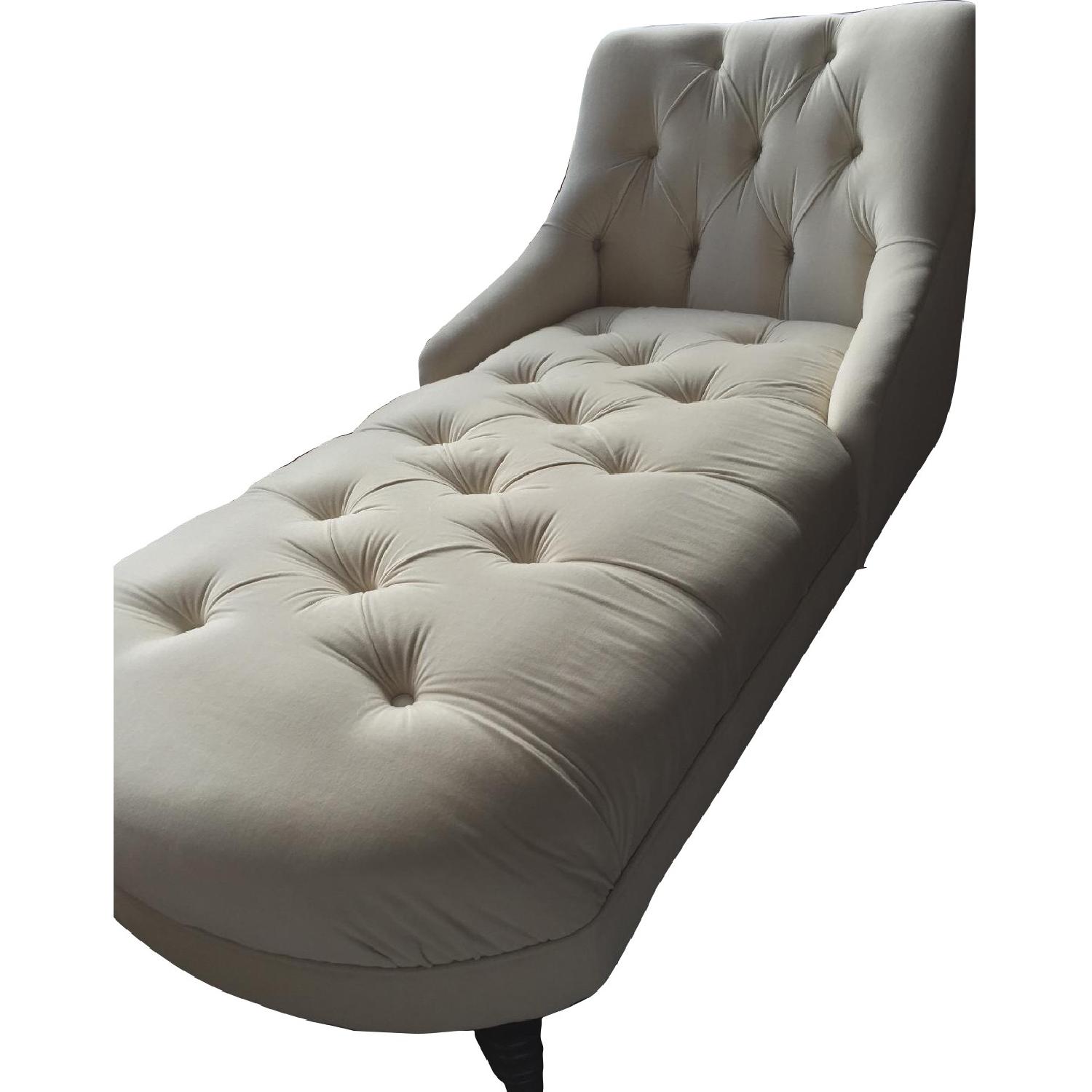 Horchow Ivory Tufted Chaise - image-0