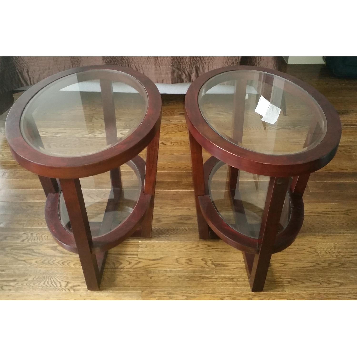 Standard Furniture Opus Cherry Wood Side Tables - Pair - image-1