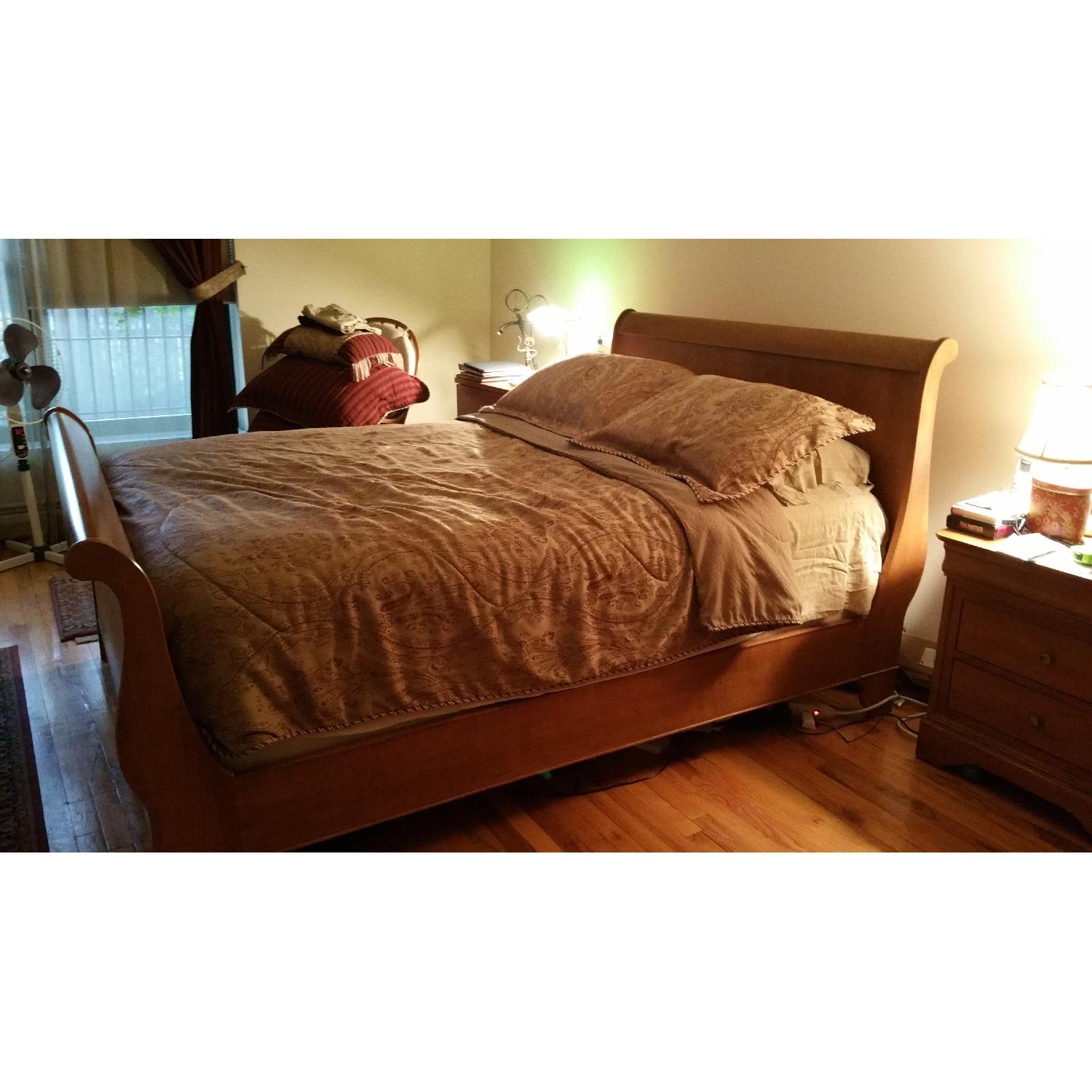 Solid Wood Queen Sleigh Bed - image-1