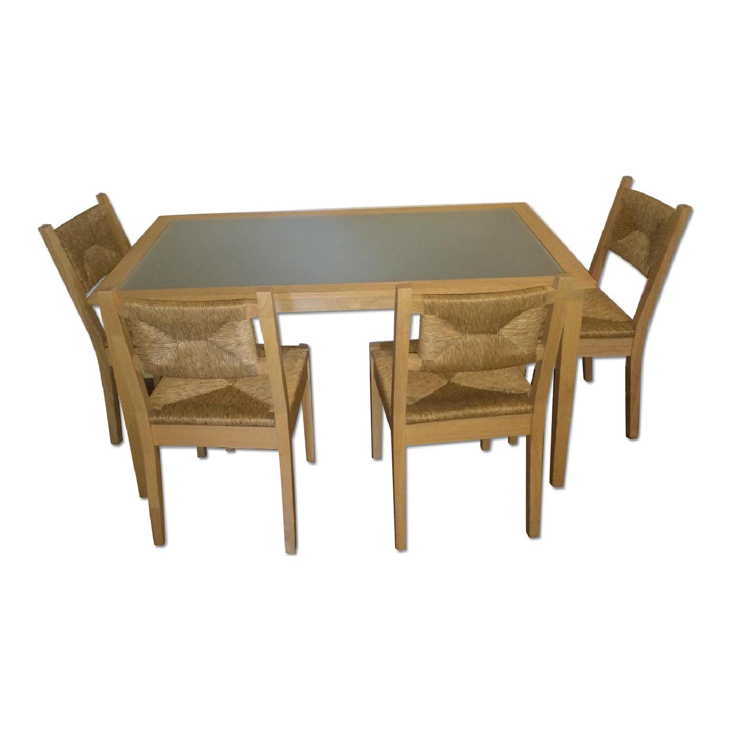 Ikea Glass Topped Wooden Dining Table W 4 Chairs AptDeco ikea-glass-topped-wooden-dining-table-w-4-chairs-aptdeco