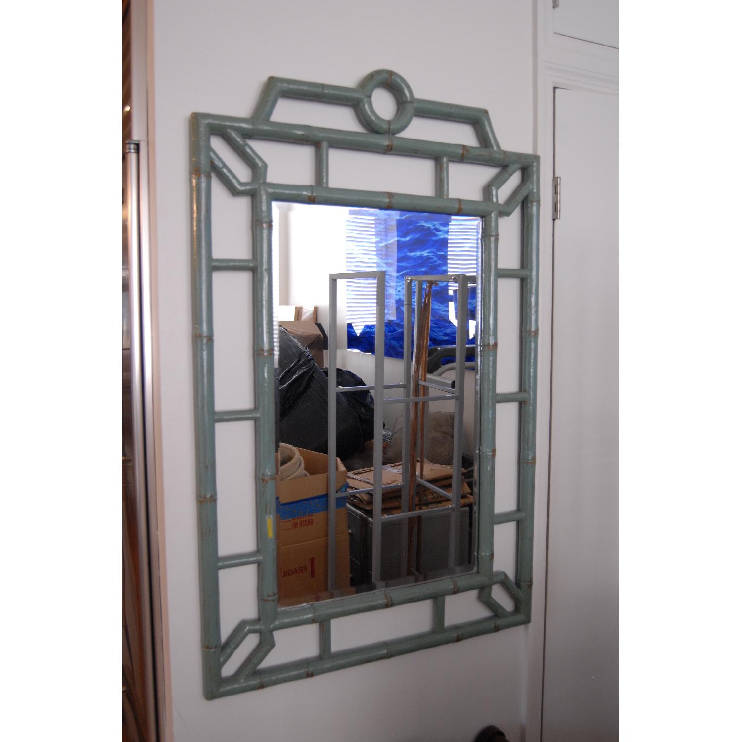 Turquoise Bamboo Framed Mirror - image-1
