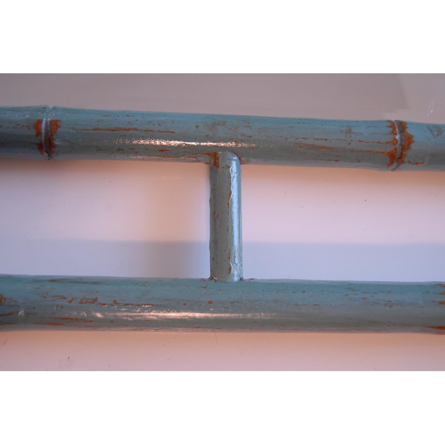 Turquoise Bamboo Framed Mirror - image-5