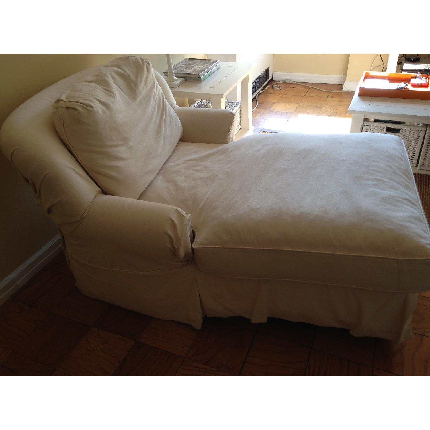 Jennifer Convertibles White Chaise Lounge - image-2