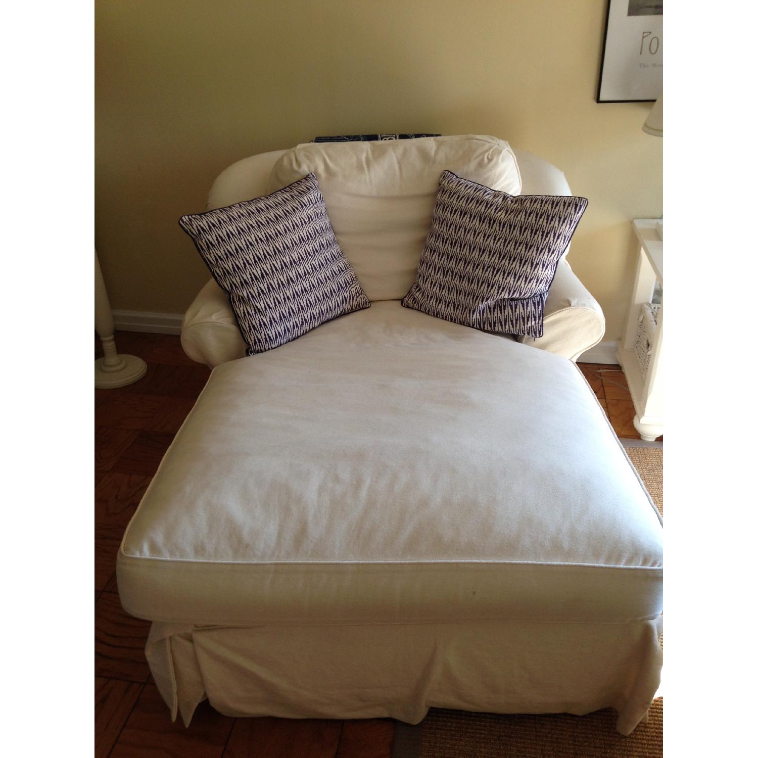 Jennifer Convertibles White Chaise Lounge - image-3