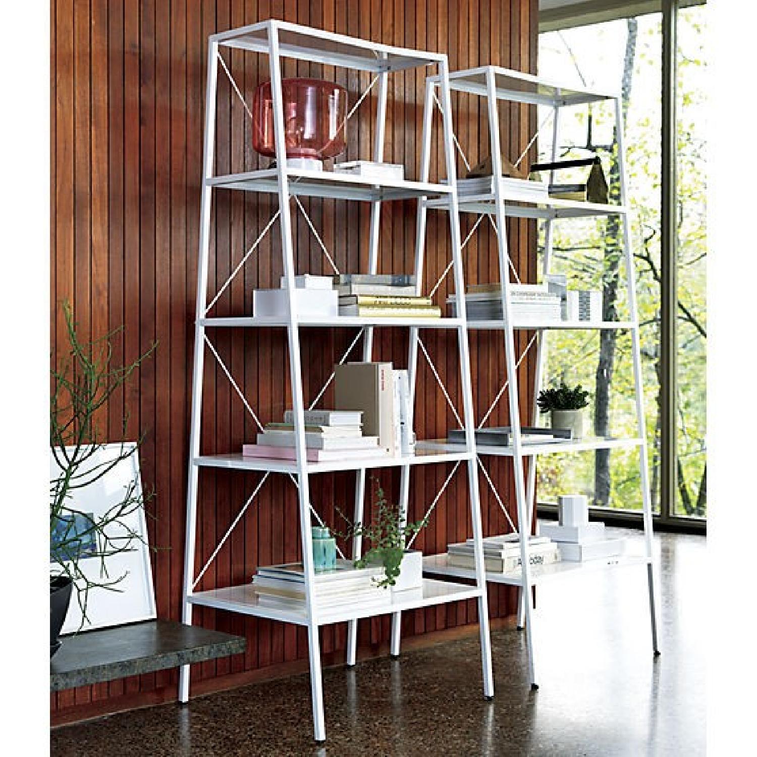 Crate & Barrel White Hancock Bookcases - image-1