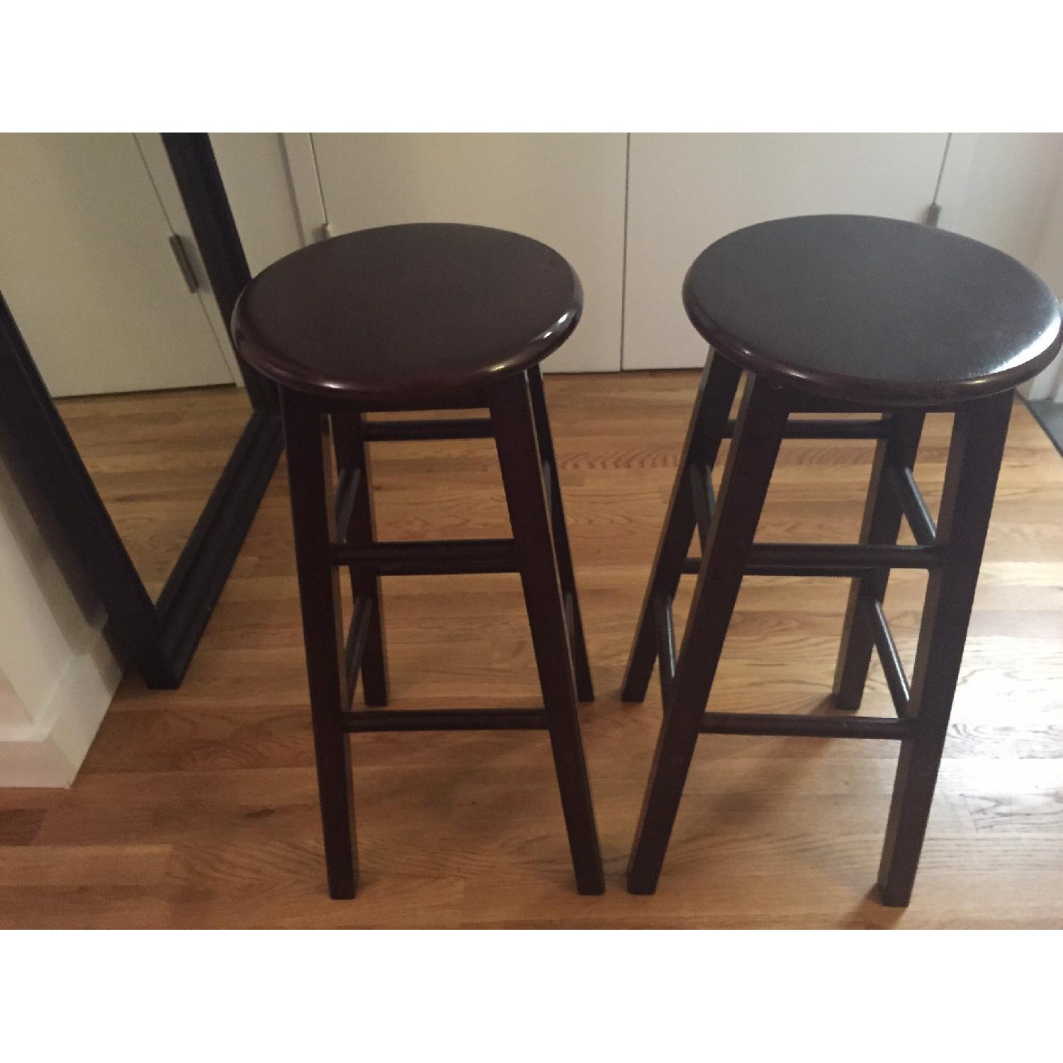 Dark Wood Stools - Pair - image-1