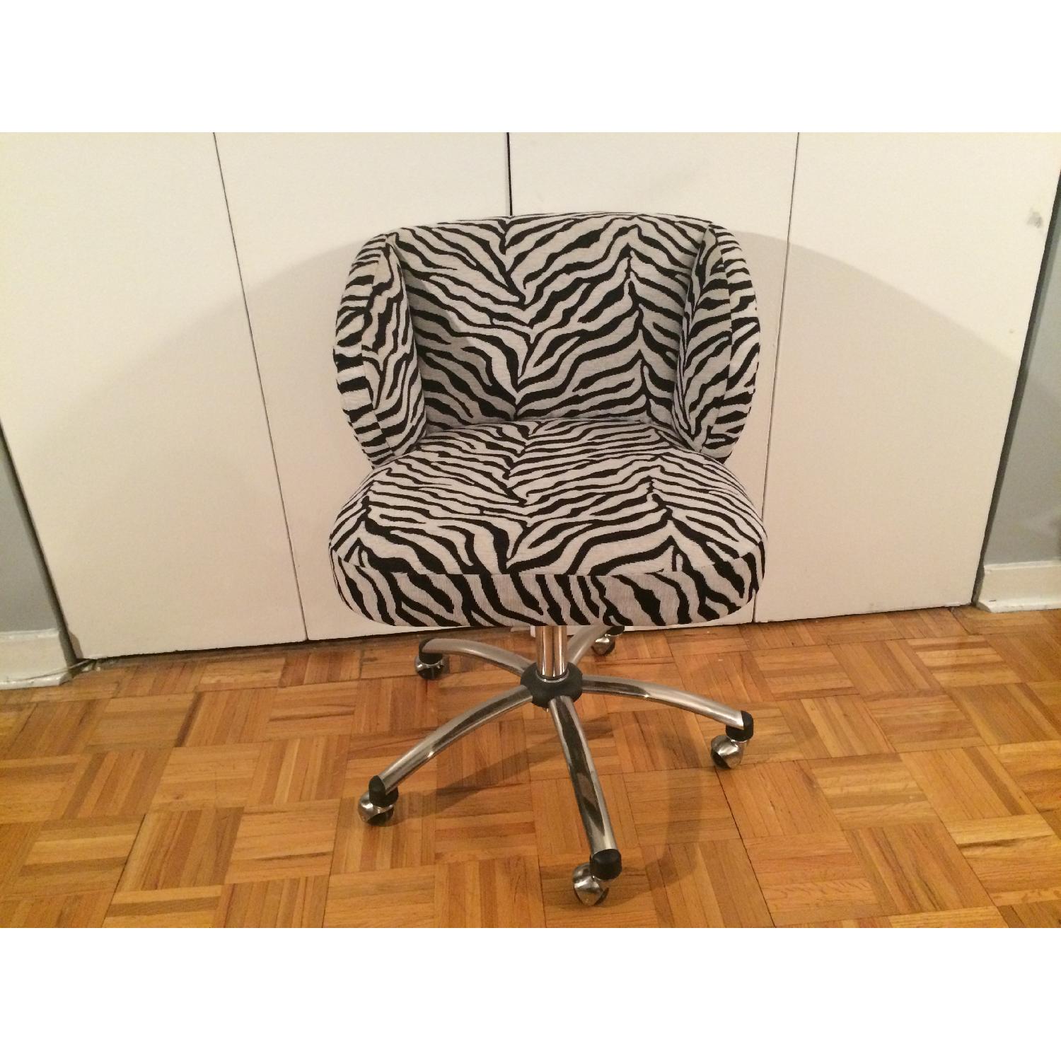 Pottery Barn Teens Zebra Pattern Kids Desk Pneumatic Chairs on Wheels - image-2