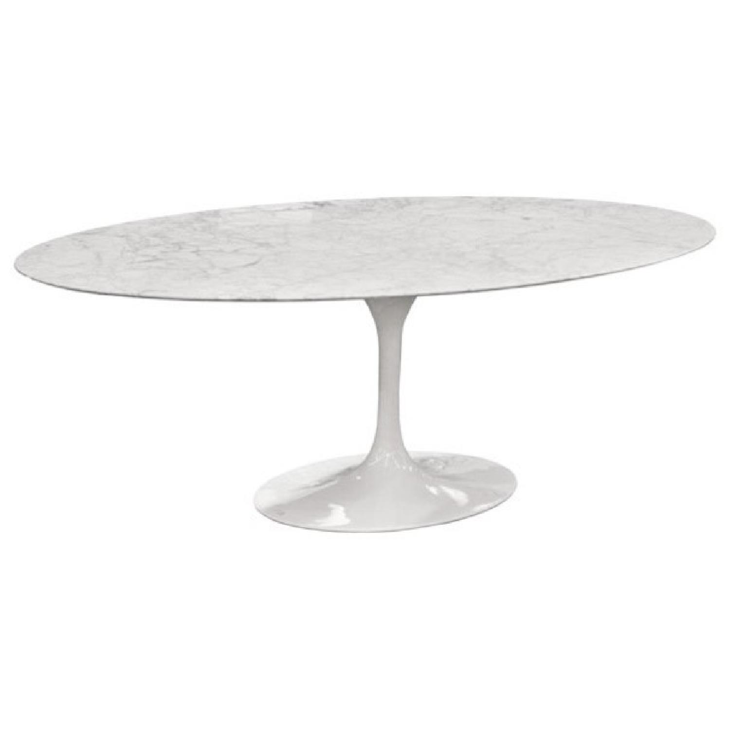 Oval White Marble Dining Table - image-4