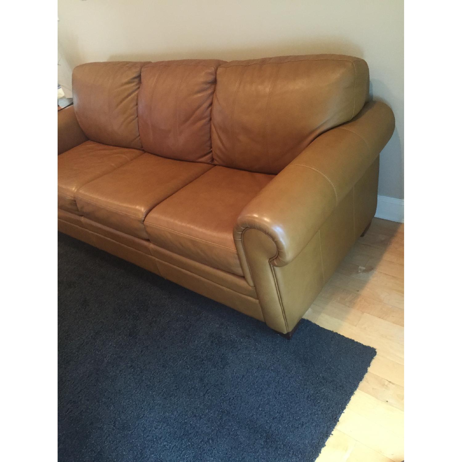 Ethan Allen Leather Couch + Matching Chair & Ottoman - image-2