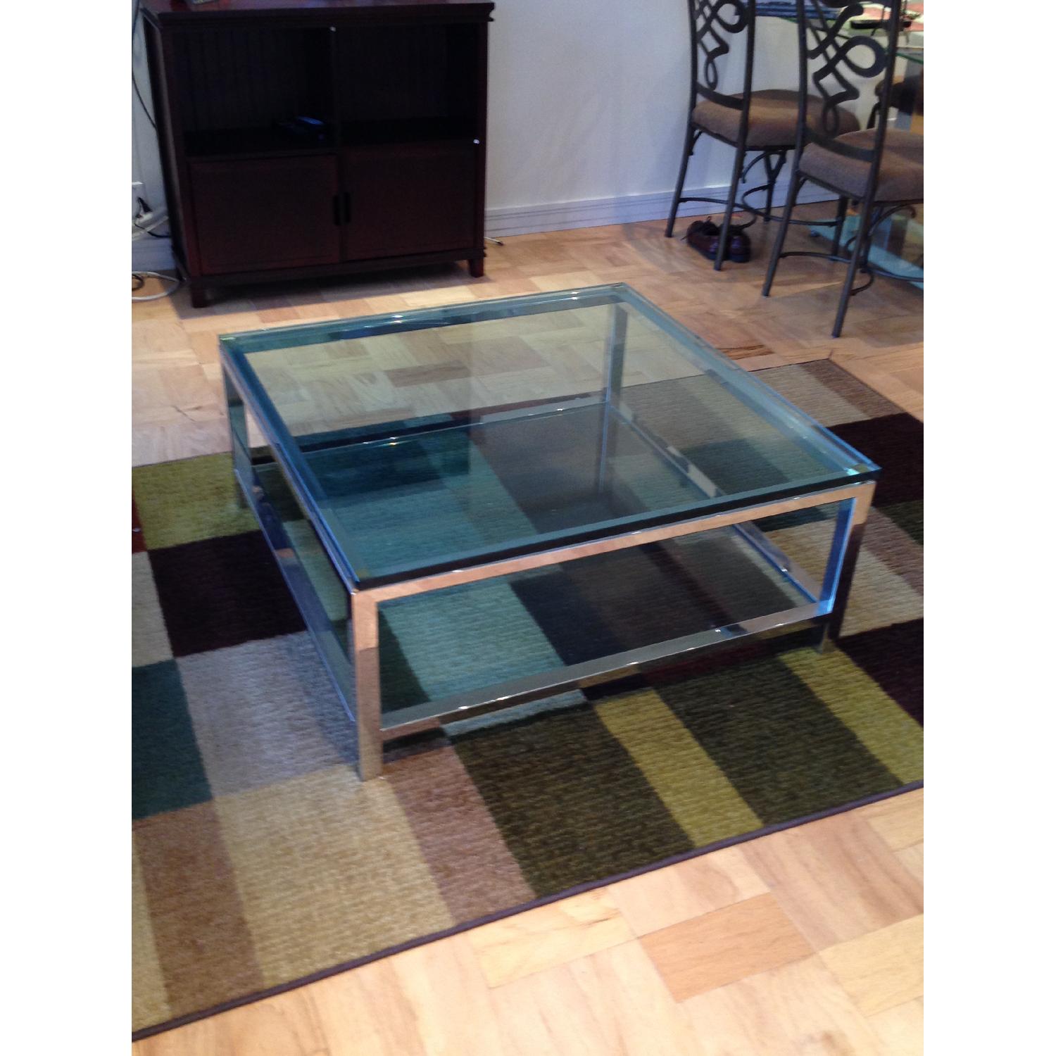 Glass and Chrome Table - image-2