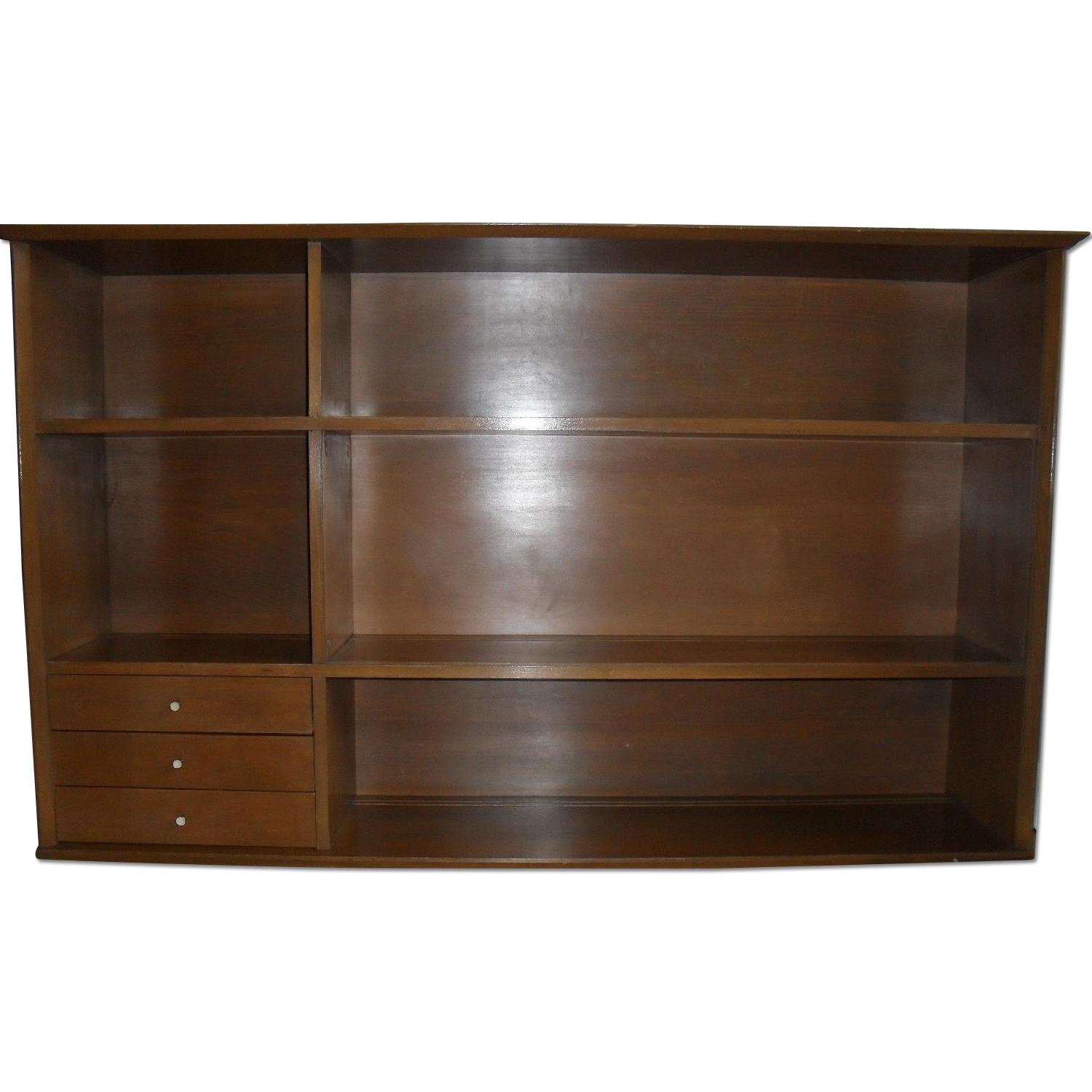 MCM Birch Bookcase/Sideboard w/ Sliding Glass Doors - image-0