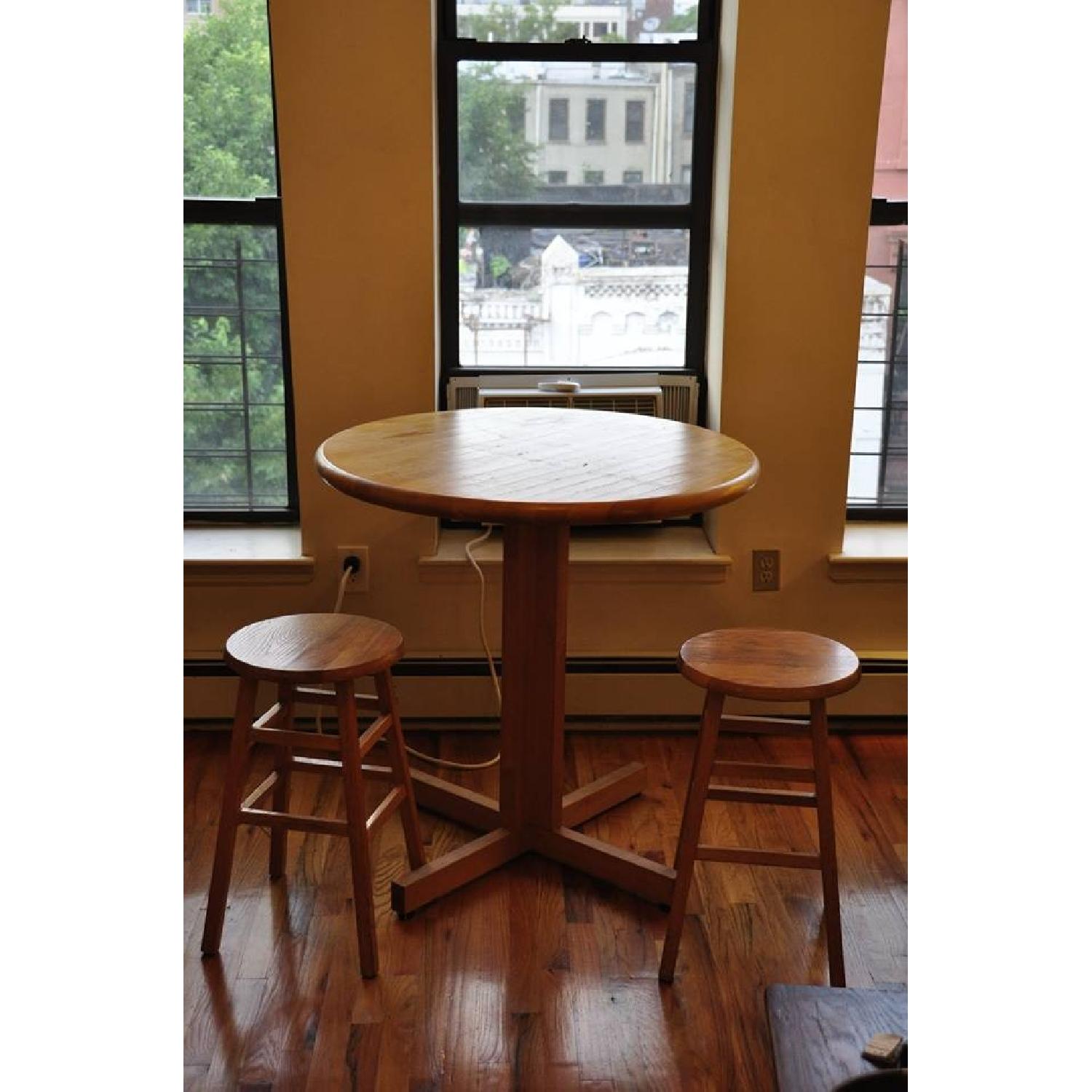 Michigan Maple Block Co. Hightop Butcher Block Table w/ 2 Stools - image-1