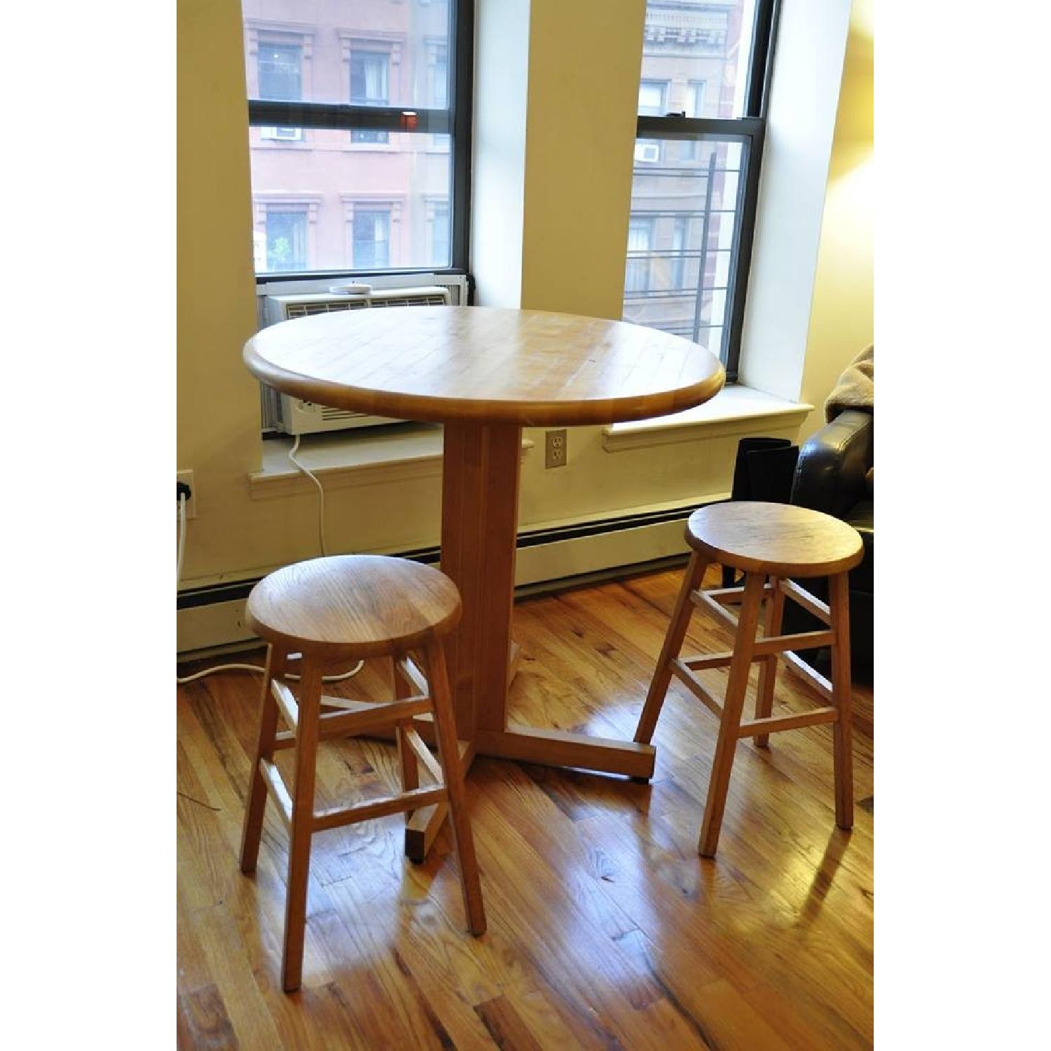 Michigan Maple Block Co. Hightop Butcher Block Table w/ 2 Stools - image-2