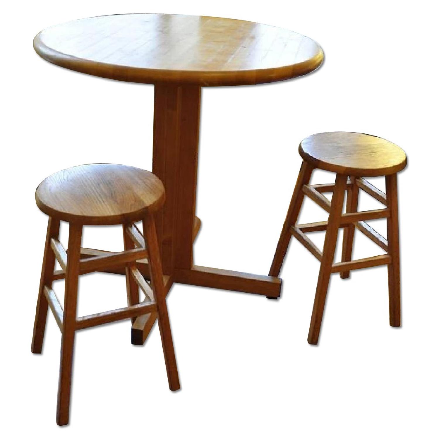 Michigan Maple Block Co. Hightop Butcher Block Table w/ 2 Stools AptDeco