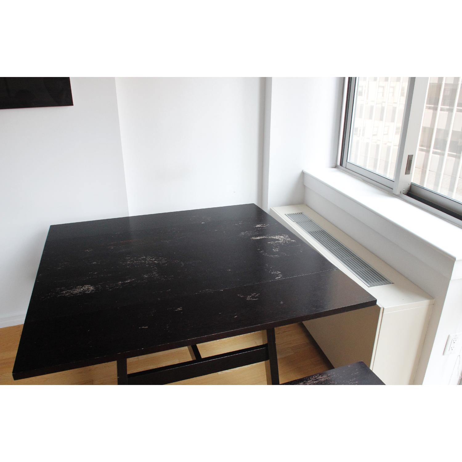 Crate & Barrel Folding Dining Table w/ 2 Benches - image-2