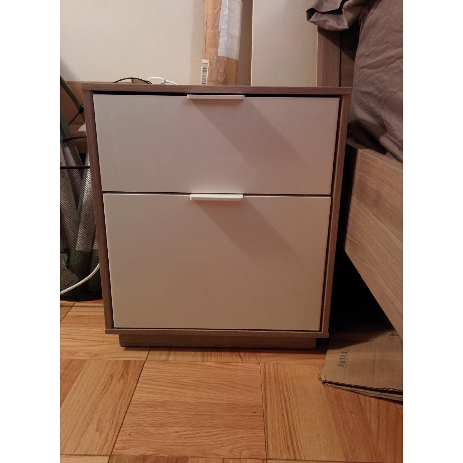 Ikea Nyvoll Grey & White Nightstand - Pair - image-1