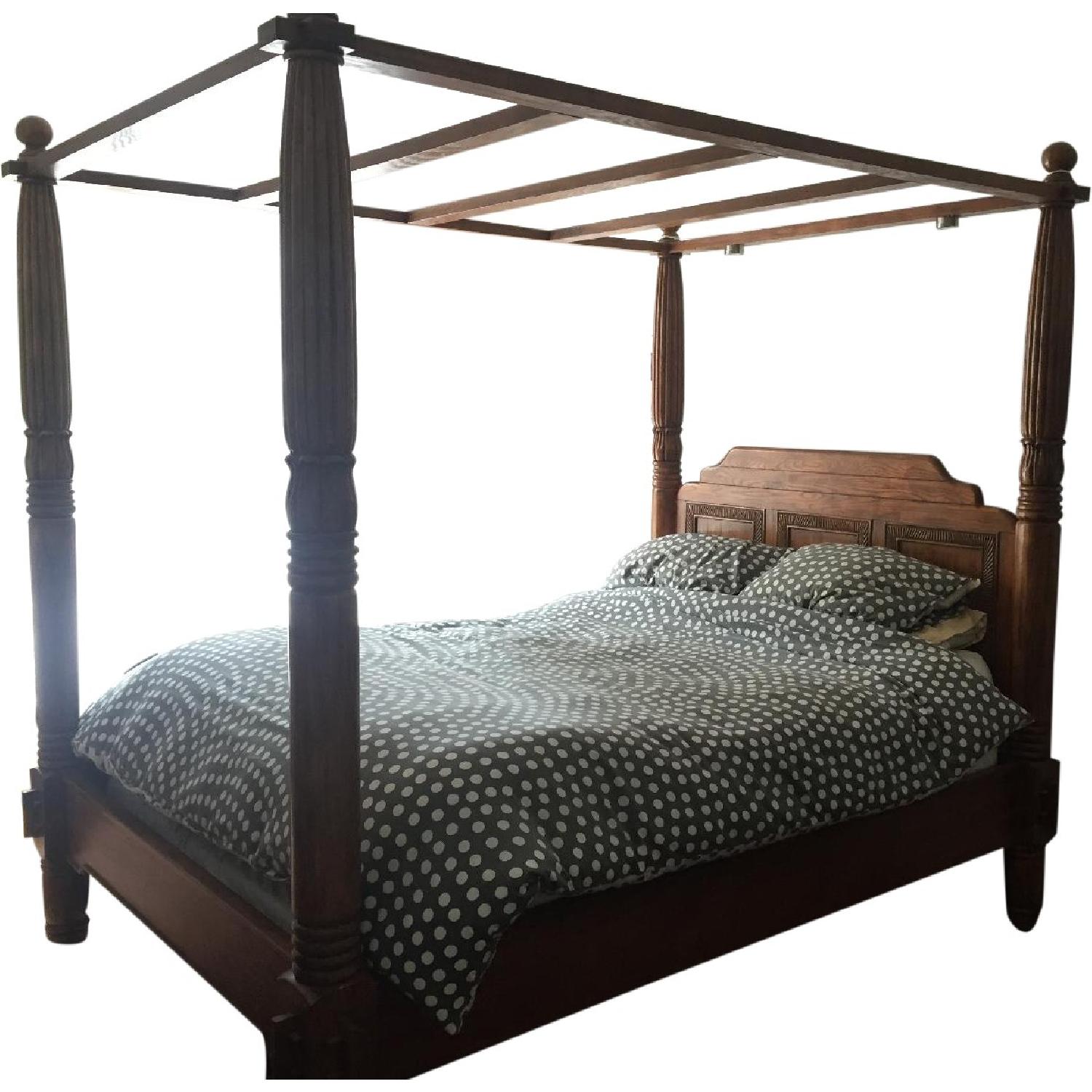 Four Poster Queen Size Mahogany Bed - image-0