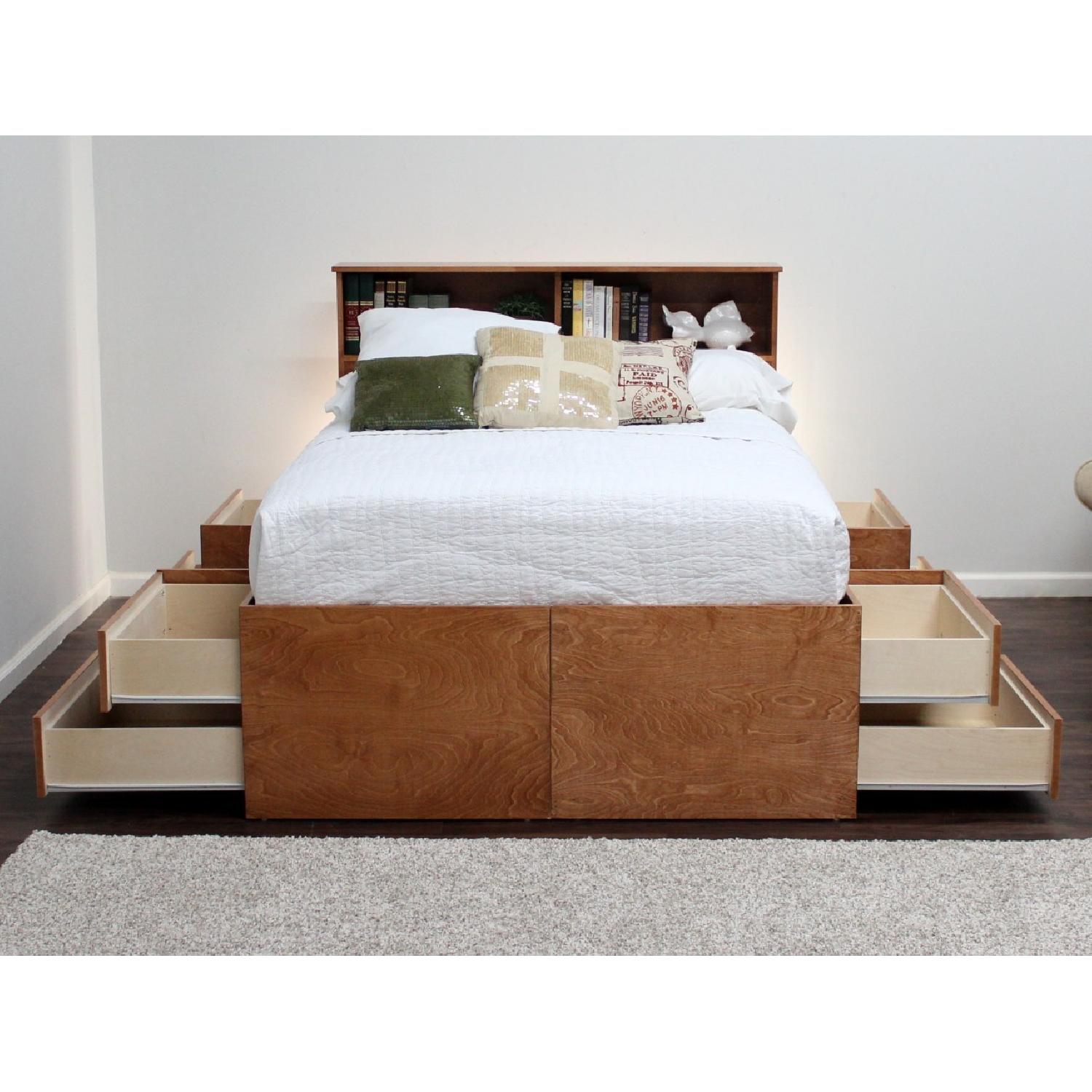 Gothic Furniture Queen Storage Oak Bed with 8 Drawers - image-1