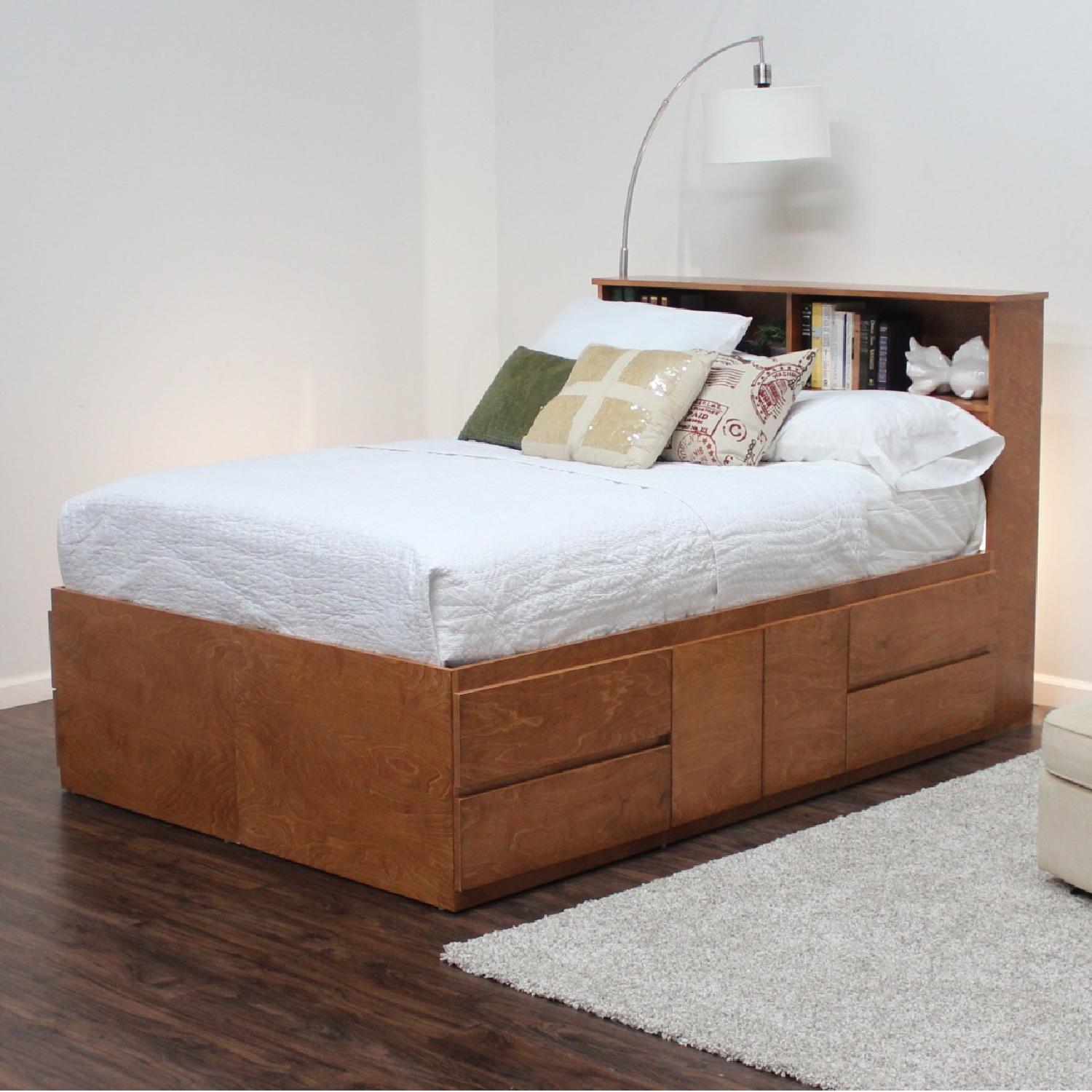 Gothic Furniture Queen Storage Oak Bed with 8 Drawers - image-2