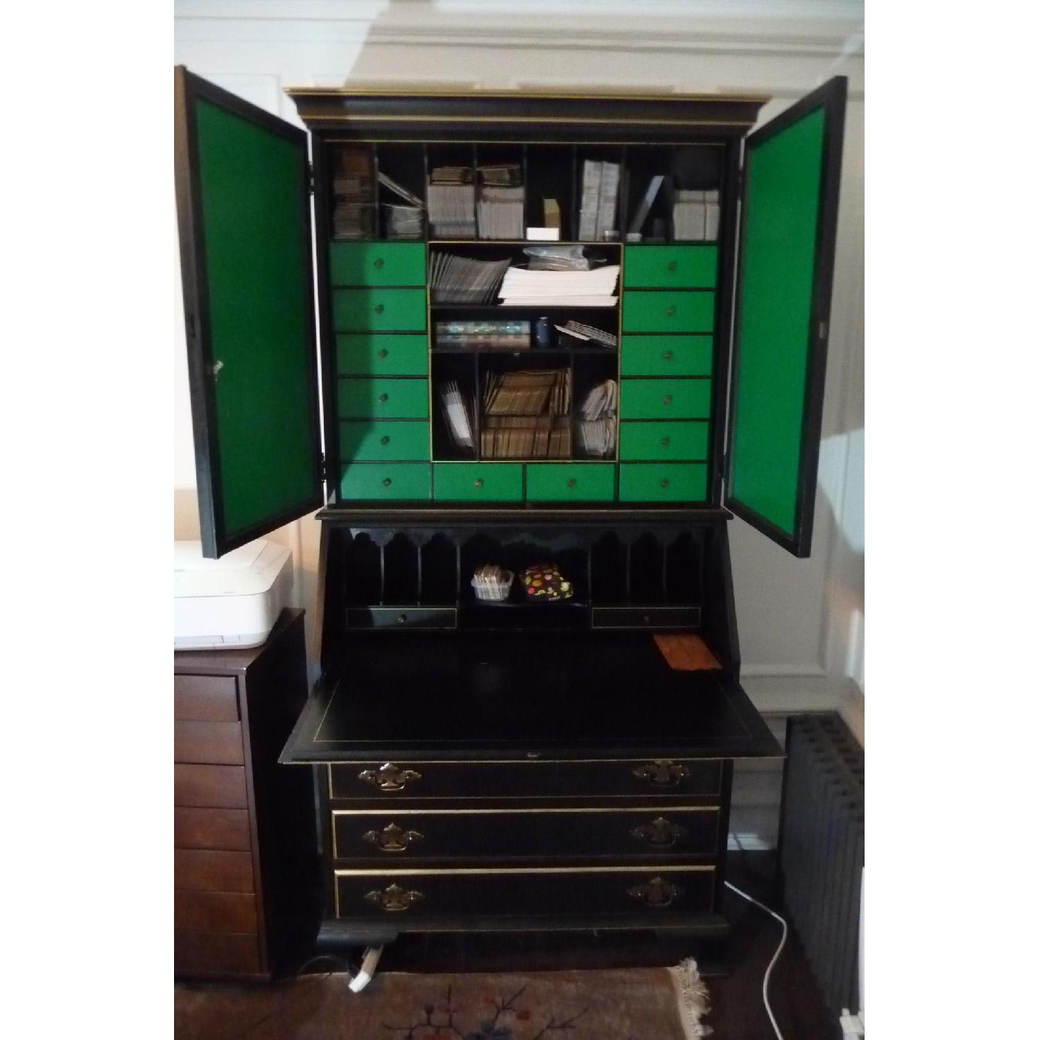 Vintage Black Secretary w/ Green Drawers - image-6