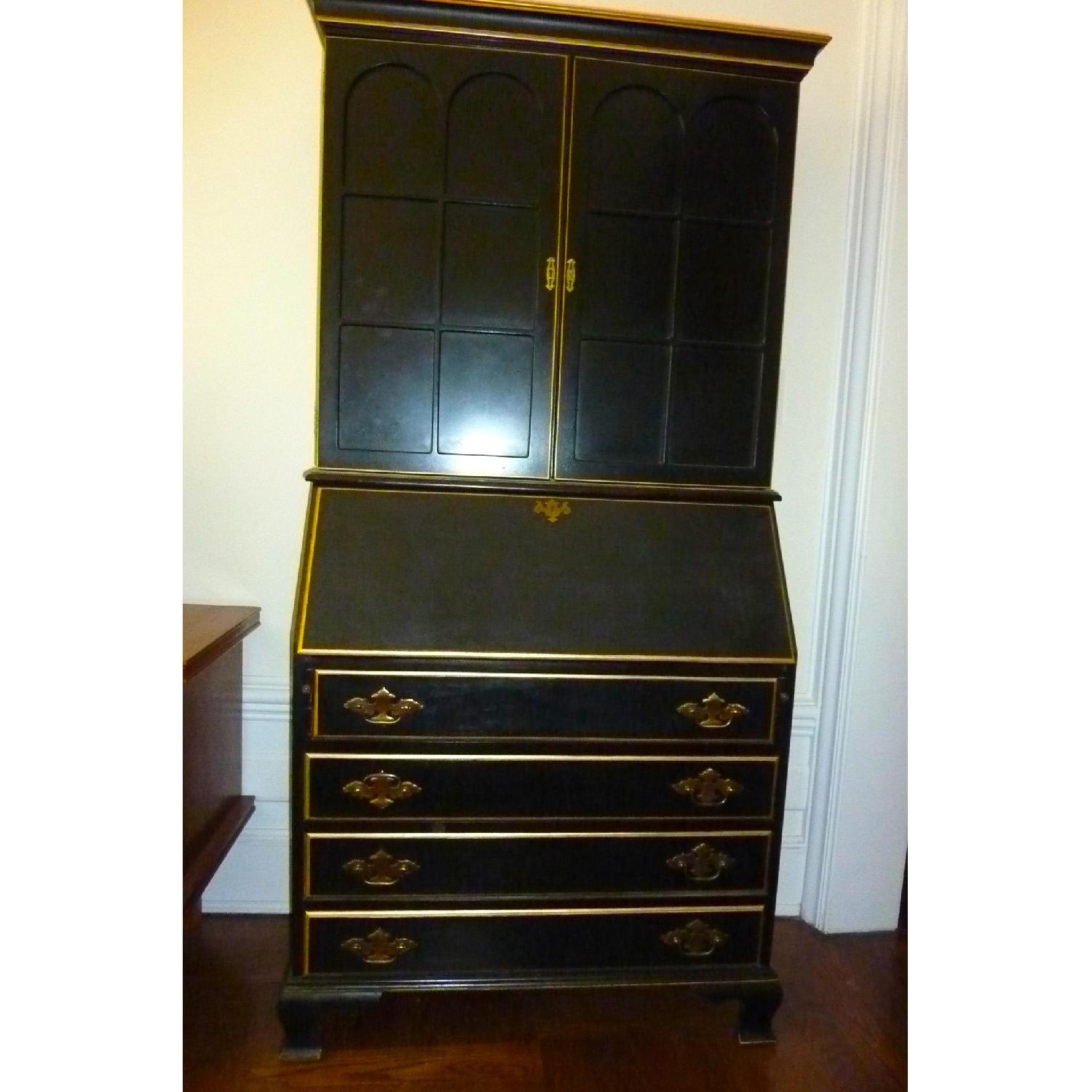 Vintage Black Secretary w/ Green Drawers - image-12