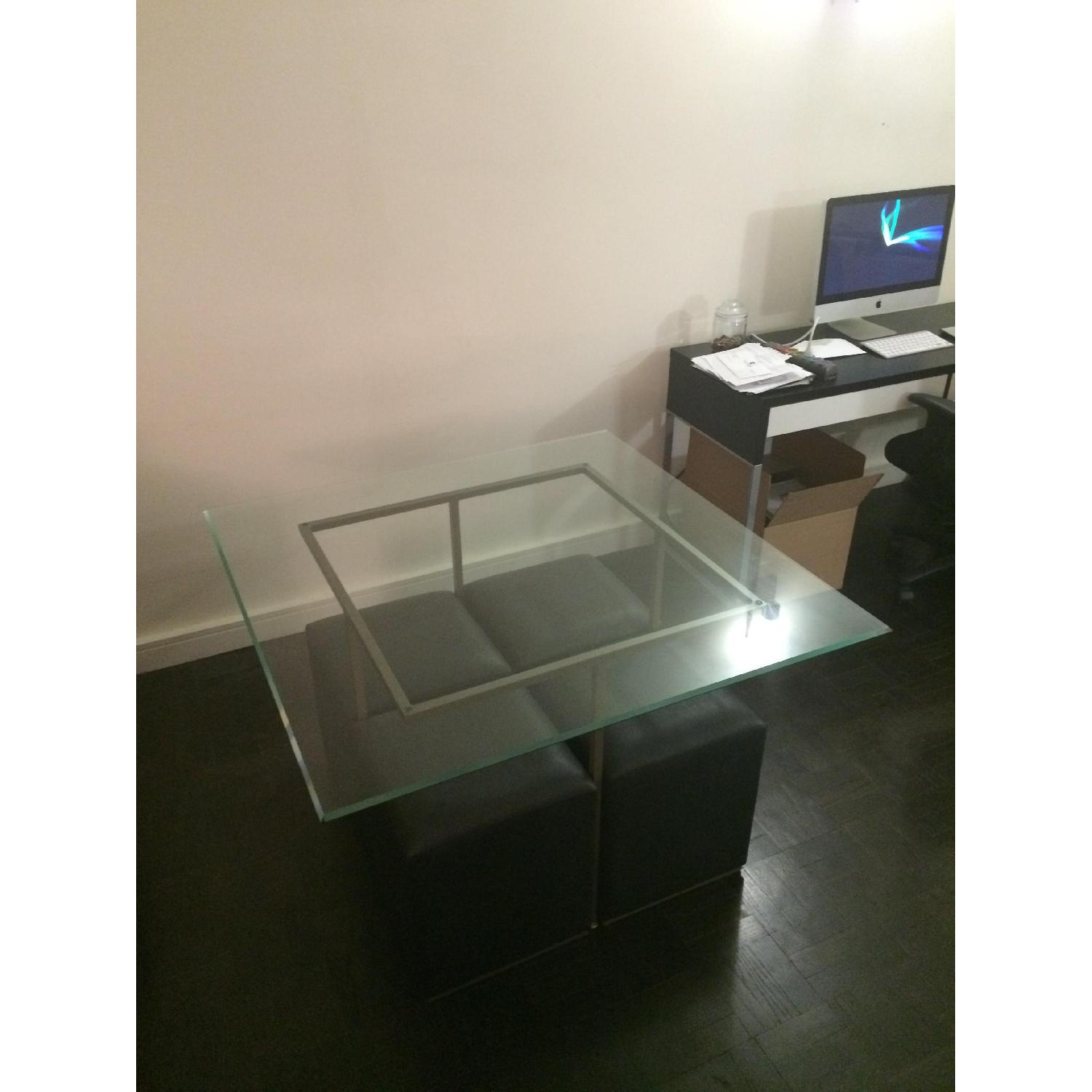 Pier 1 Square Glass Table w/ 4 Stools - image-1