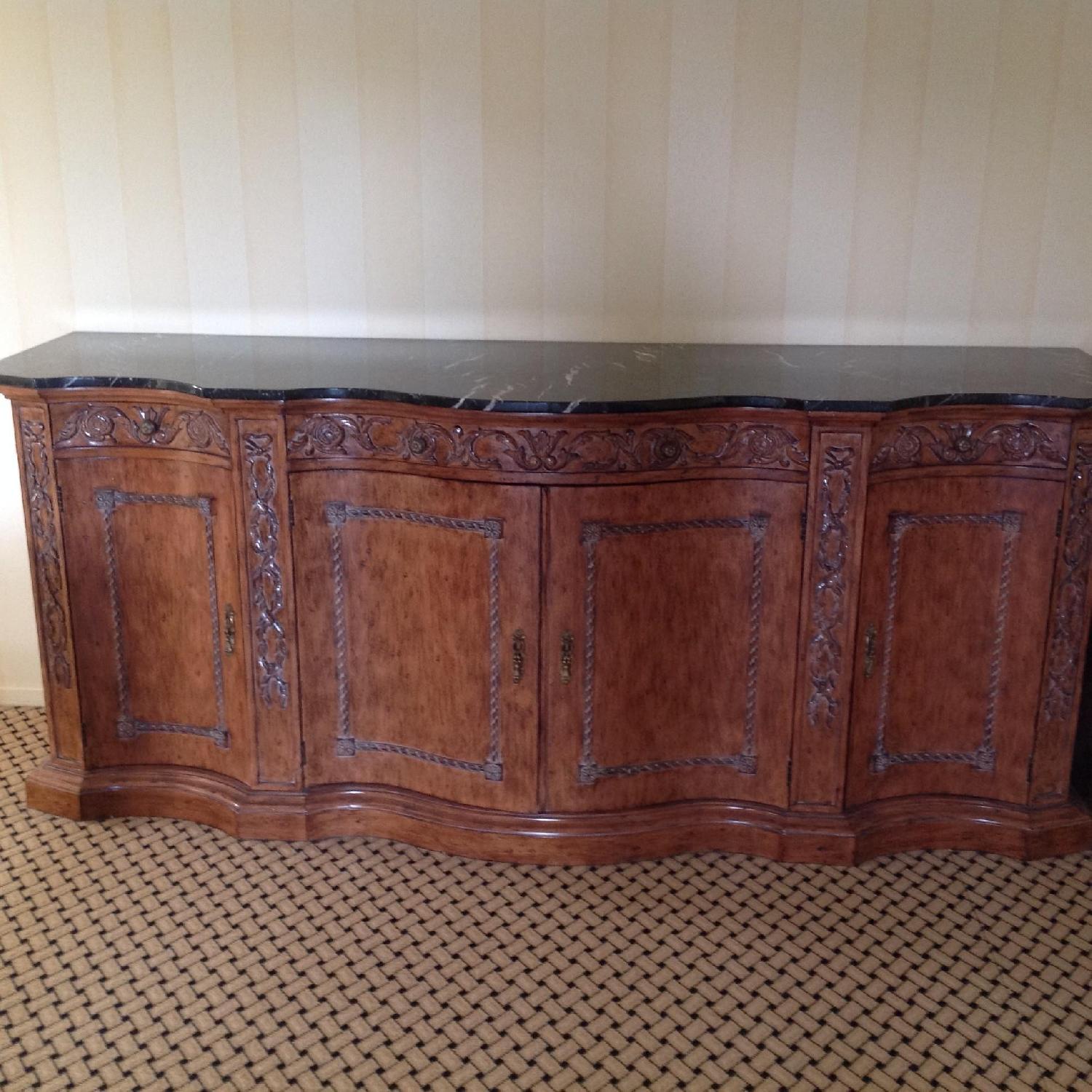 Custom Wood Credenza w/ Marble Top - image-1
