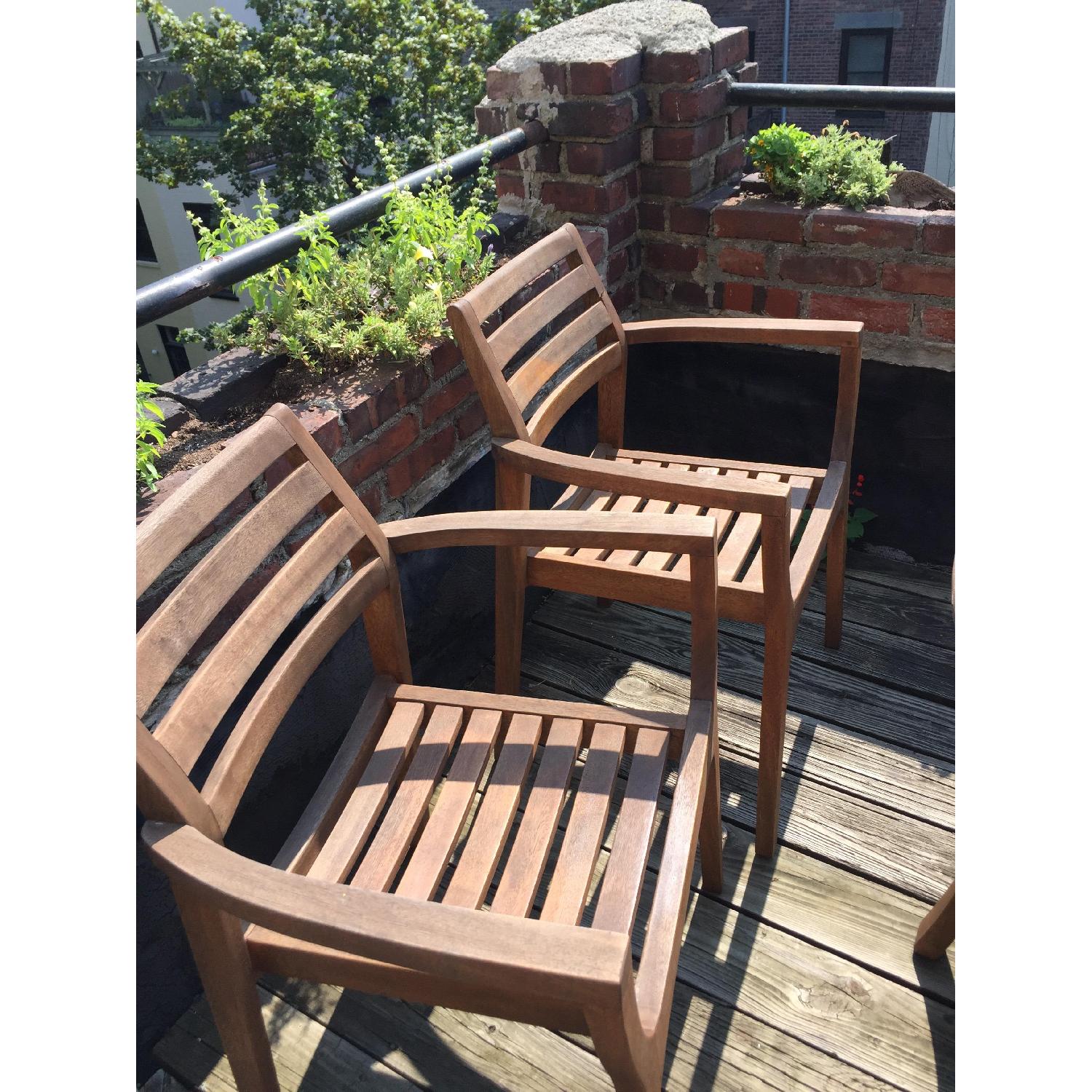 Outdoor Interiors Danish Round Eucalyptus Folding Table w/ 4 Stacking