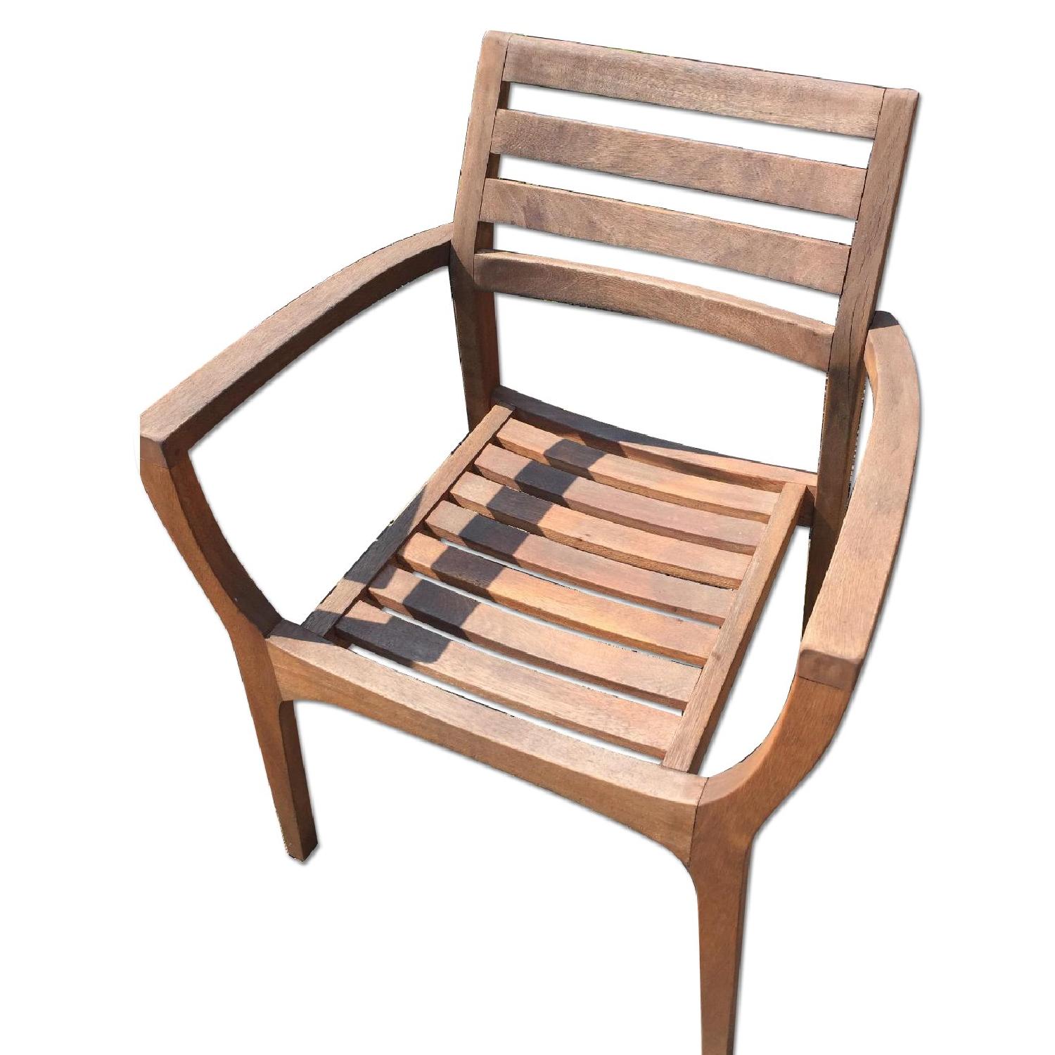 Outdoor Interiors Danish Round Eucalyptus Folding Table w/ 4 Stacking